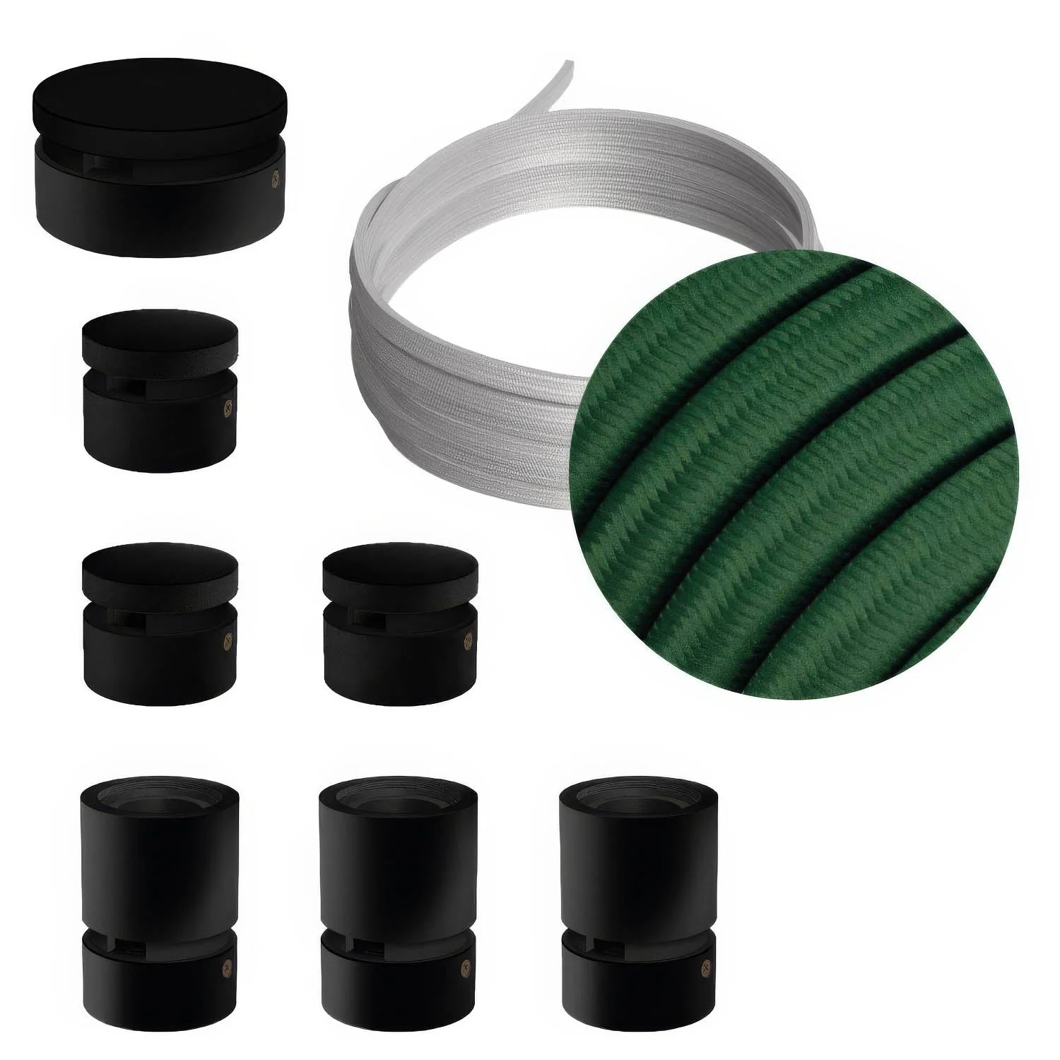 Filé Linear System Kit - with 5 m CM21 cord for string lights and 7 black painted wood components for indoor use