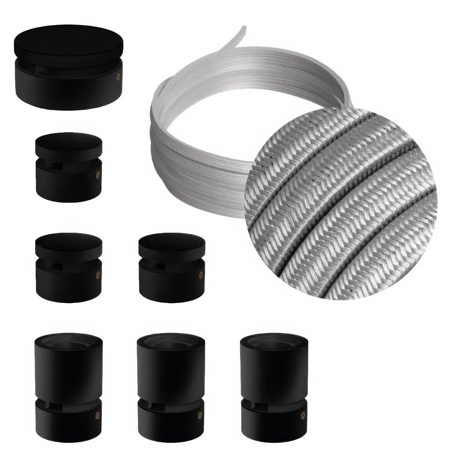 Filé Linear Kit System - with 5 m CM02 cord for string lights and 7 black painted wooden components for indoor use