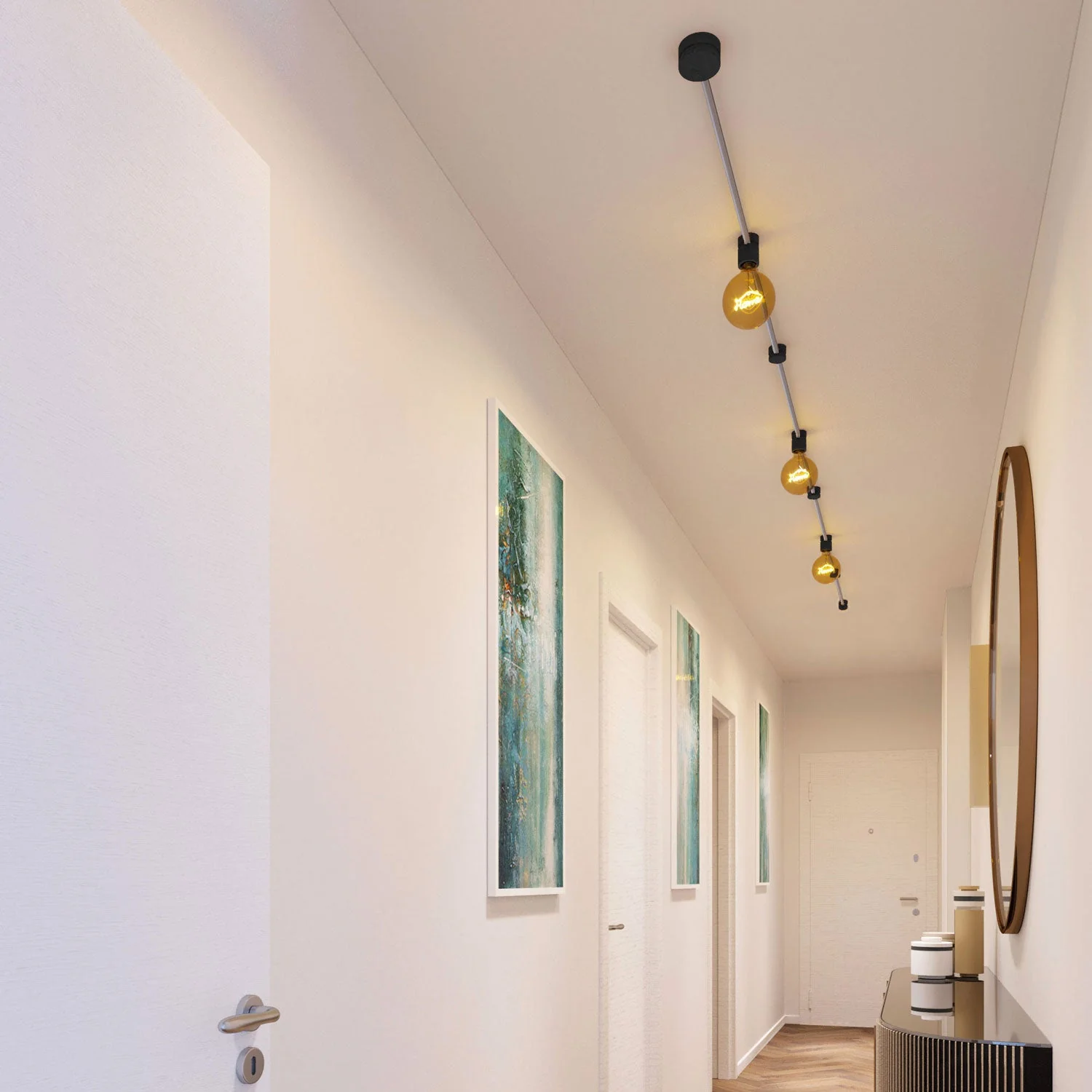 Filé Linear Kit System - with 5 m CM02 cord for string lights and 7 black painted wooden components for indoor use - Image 2