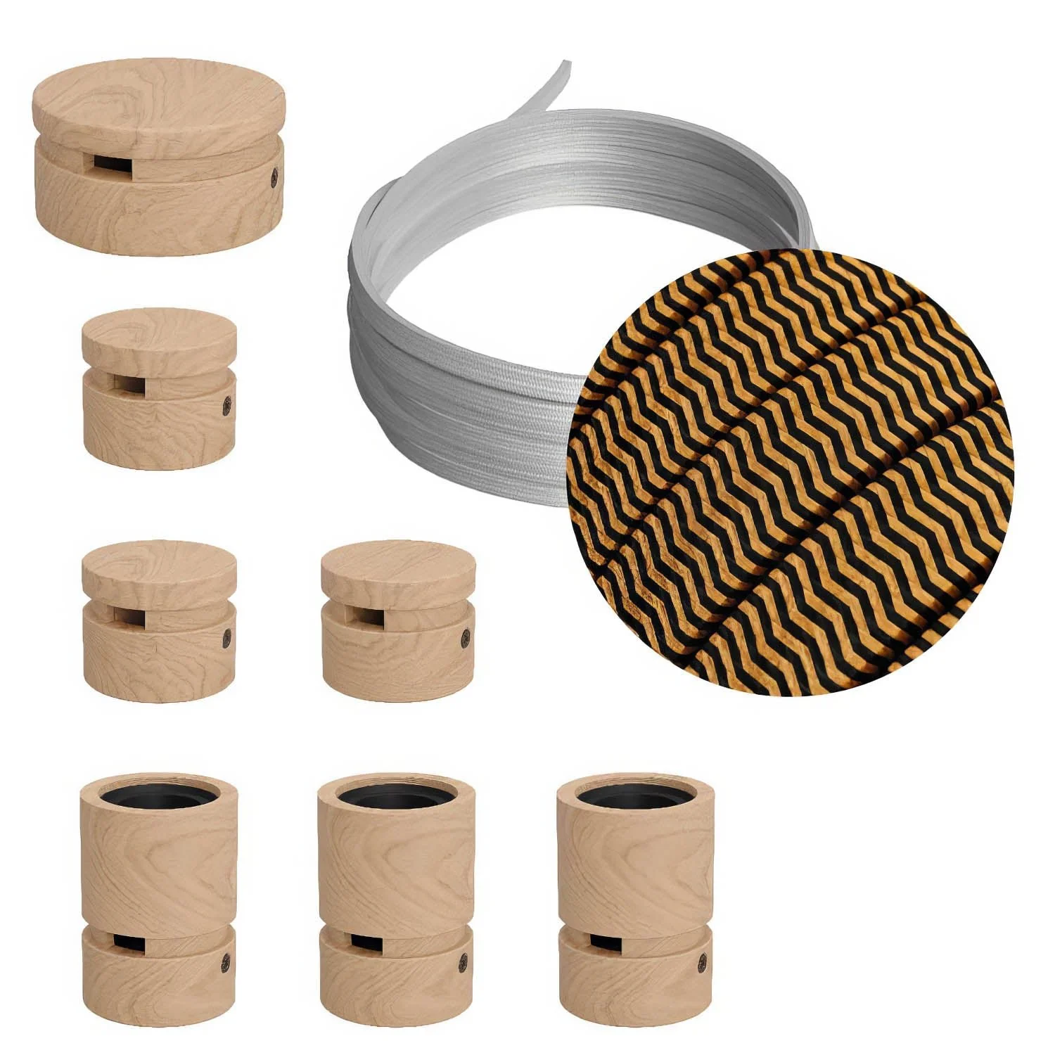 Filé Linear System Kit - with 5 m CZ22 cord for string lights and 7 wooden components for indoor use