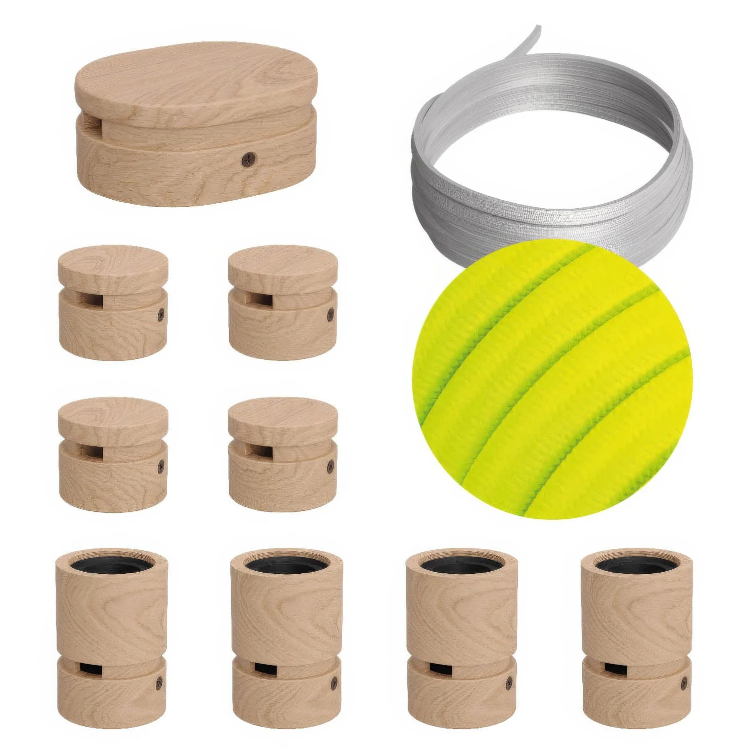 Filé Symmetric System Kit – with 5 m CF10 cord for string lights and 9 wooden indoor components