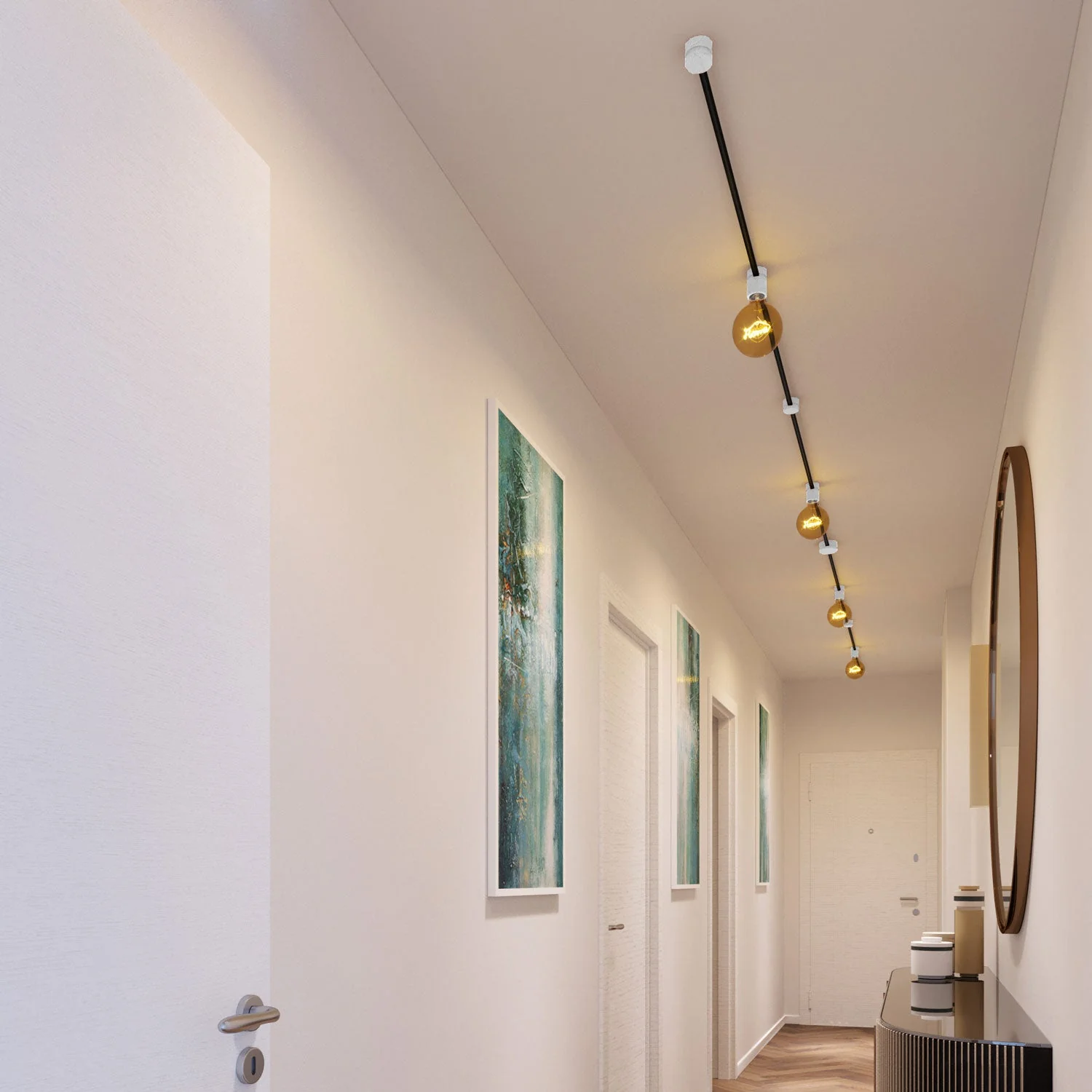 Filé Symmetric Kit System - with 5 m CM04 cord for string lights and 9 white painted wooden components for indoor use - Image 2