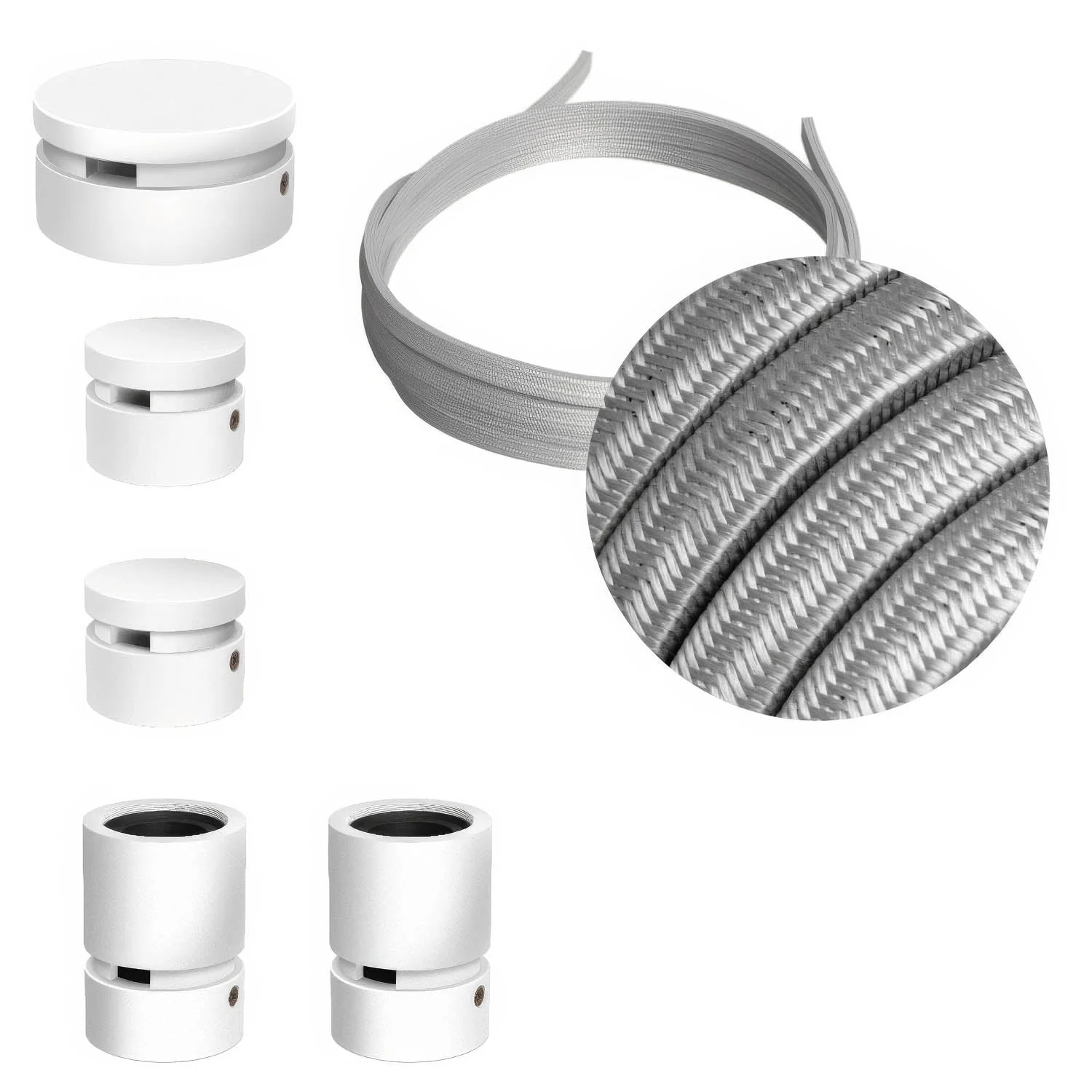Filé Wiggle Kit System - with 3 m CM02 cord for string lights and 5 white painted wood components for indoor use