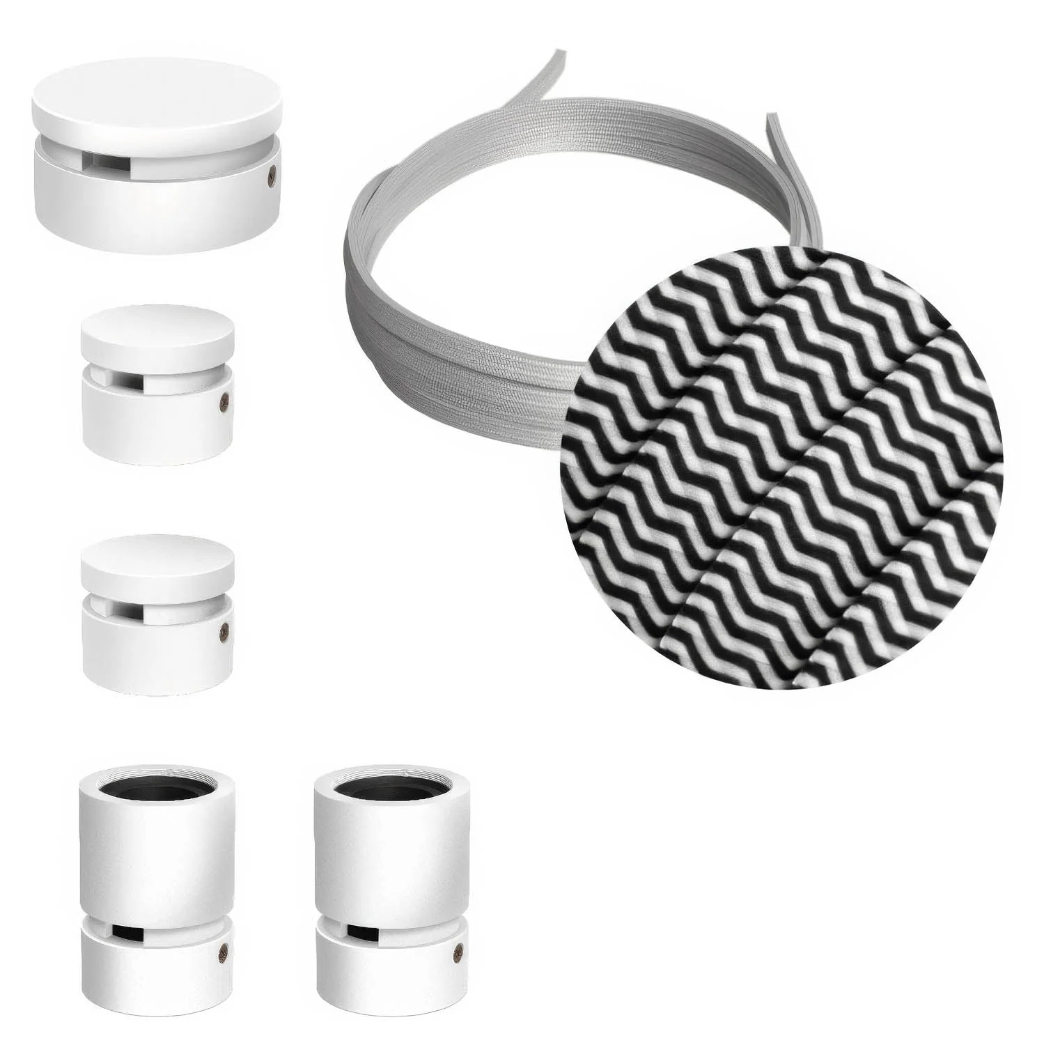Filé Wiggle Kit system - with 3 m CZ04 cord for string lights and 5 white painted wooden components for indoor use