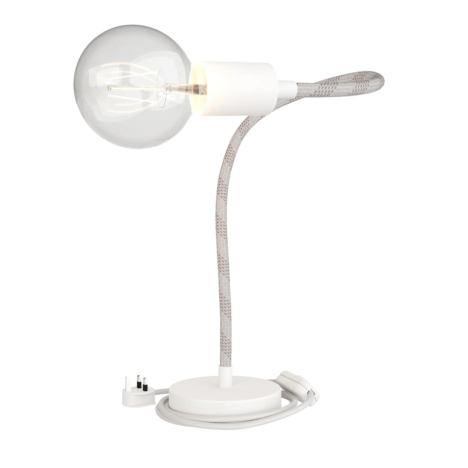 Table Flex adjustable table lamp with diffused light and UK plug - Matte white