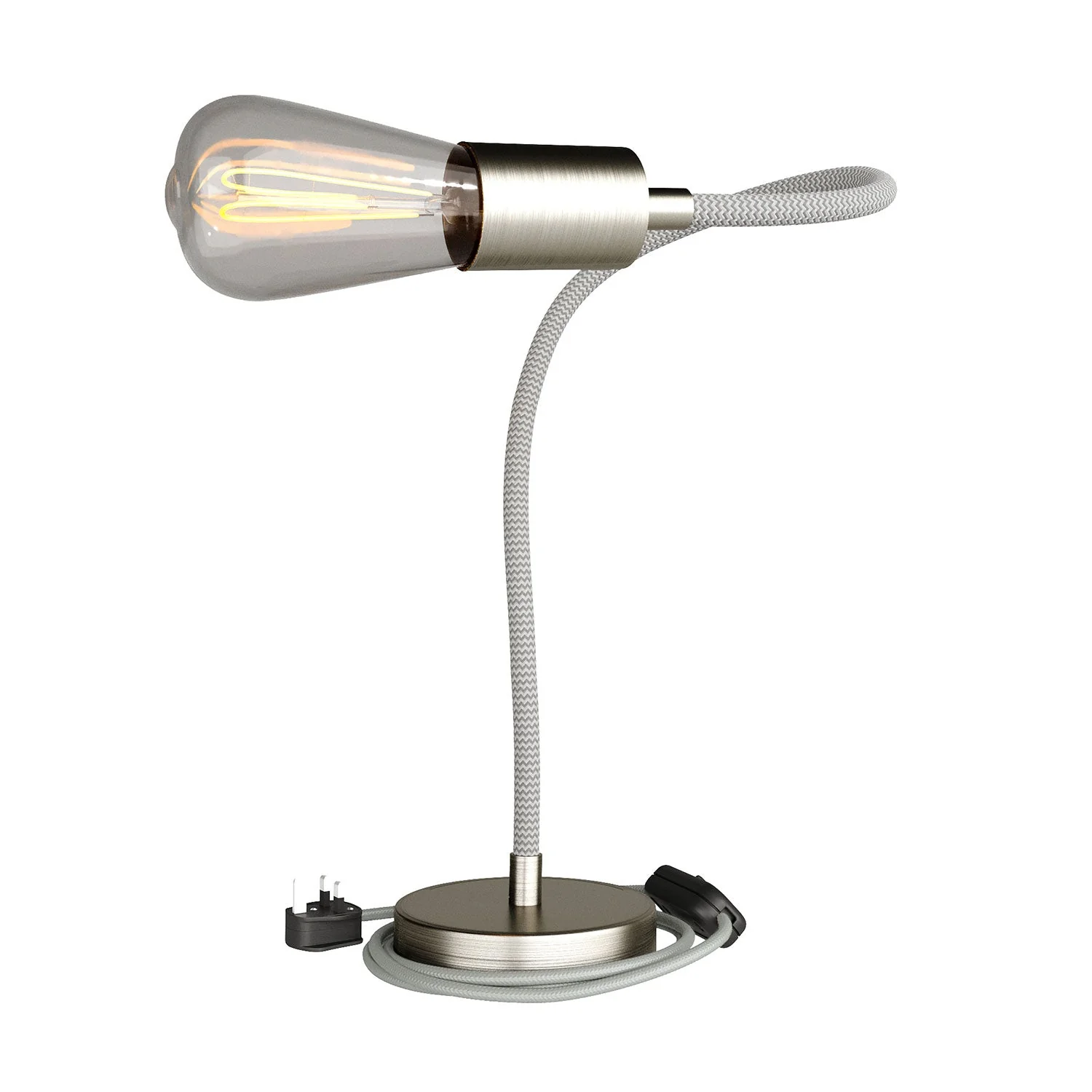 Table Flex adjustable table lamp with diffused light and UK plug - Satin Titanium