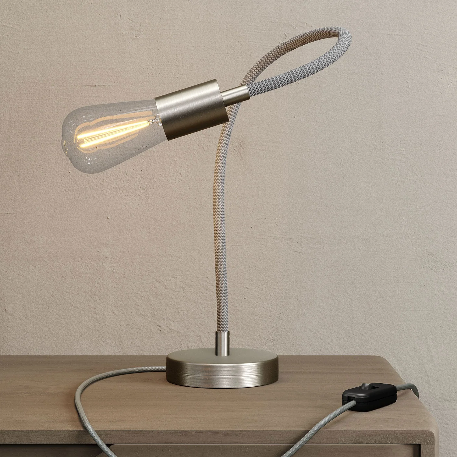 Table Flex adjustable table lamp with diffused light and UK plug - Satin Titanium - Image 2