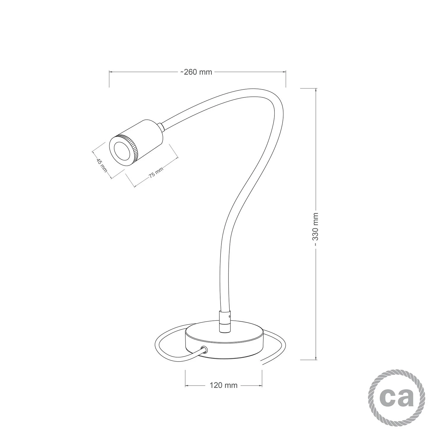 Table Flex GU1d0 adjustable table lamp with mini LED spotlight and UK plug - Black - Image 5
