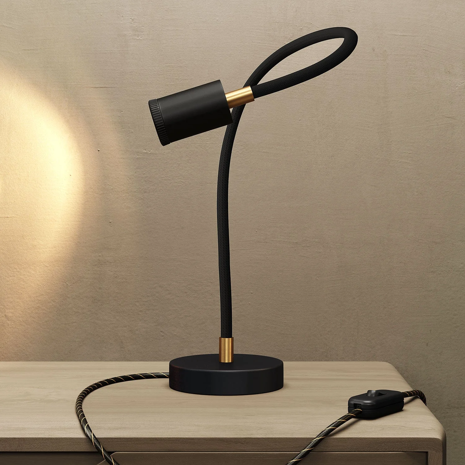 Table Flex GU1d0 adjustable desk lamp with mini LED spotlight - Black - Image 2