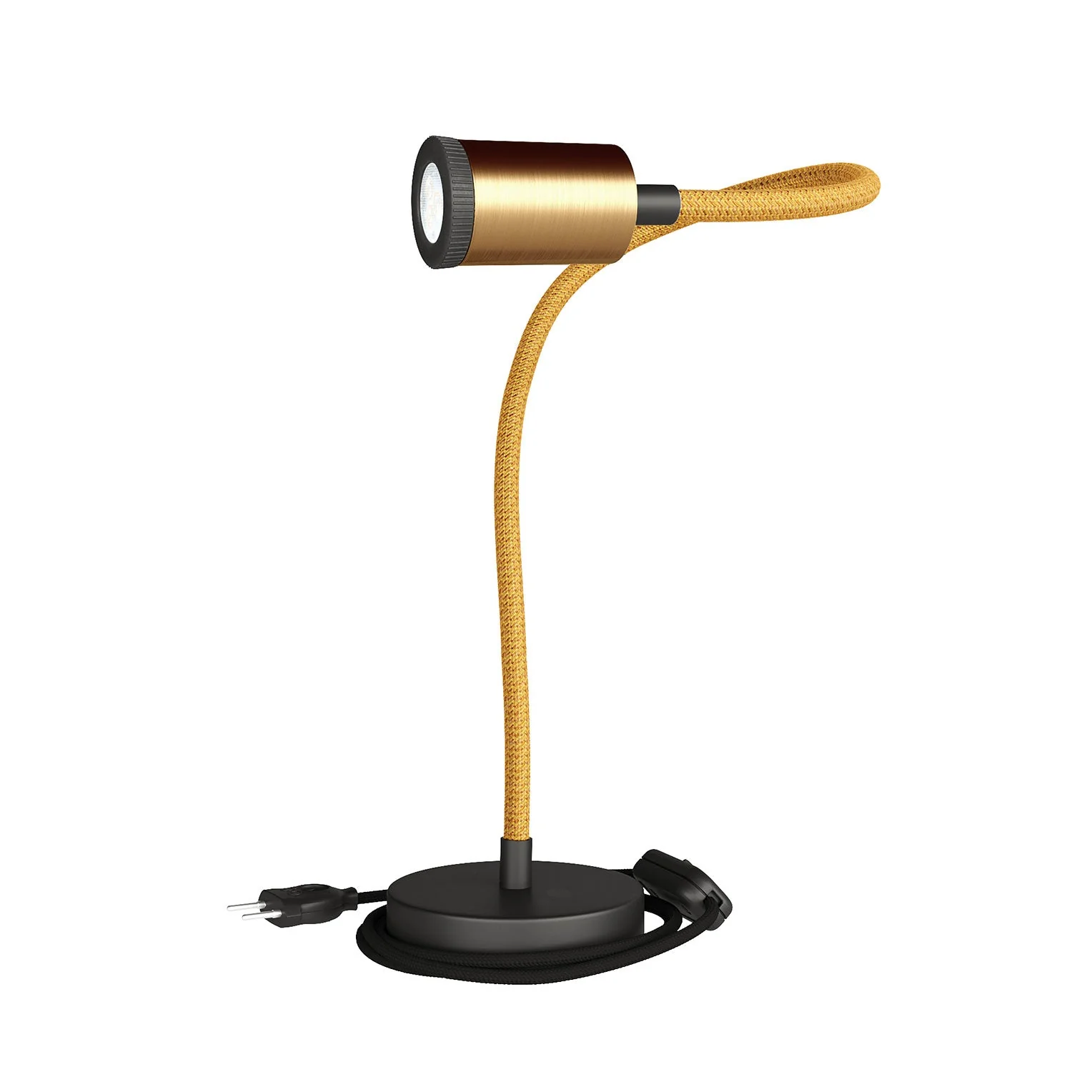 Table Flex GU1d0 adjustable table lamp with mini LED spotlight - Satin bronze