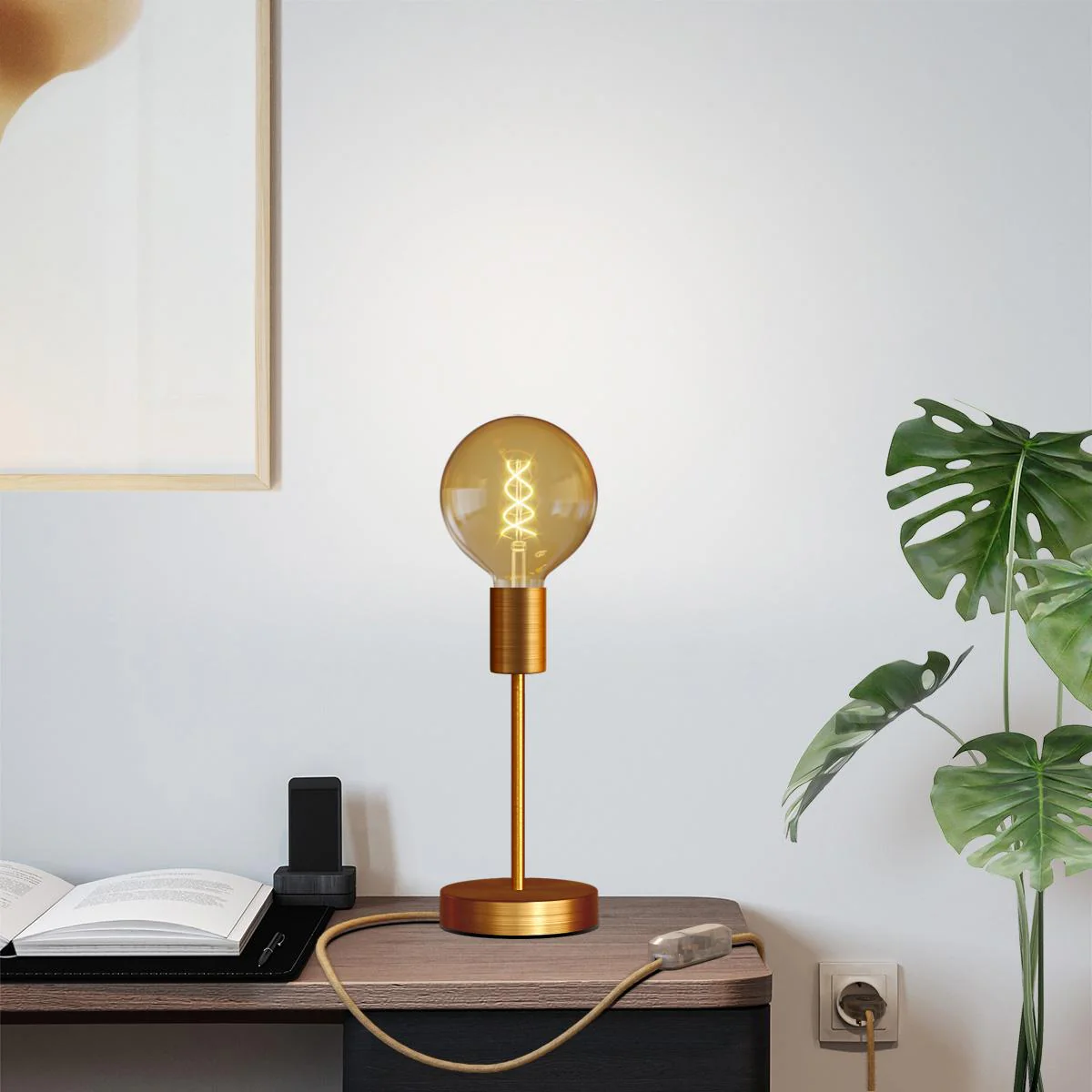 Alzaluce Globo table lamp in satin copper metal - Image 6