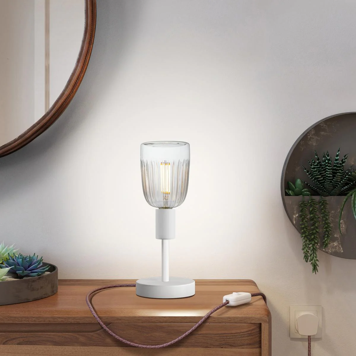 Alzaluce Tiche table lamp in metal with UK plug - Matte white - Image 2