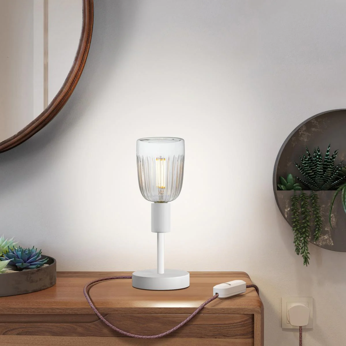 Alzaluce Tiche table lamp in metal with UK plug - Matte white - Image 6