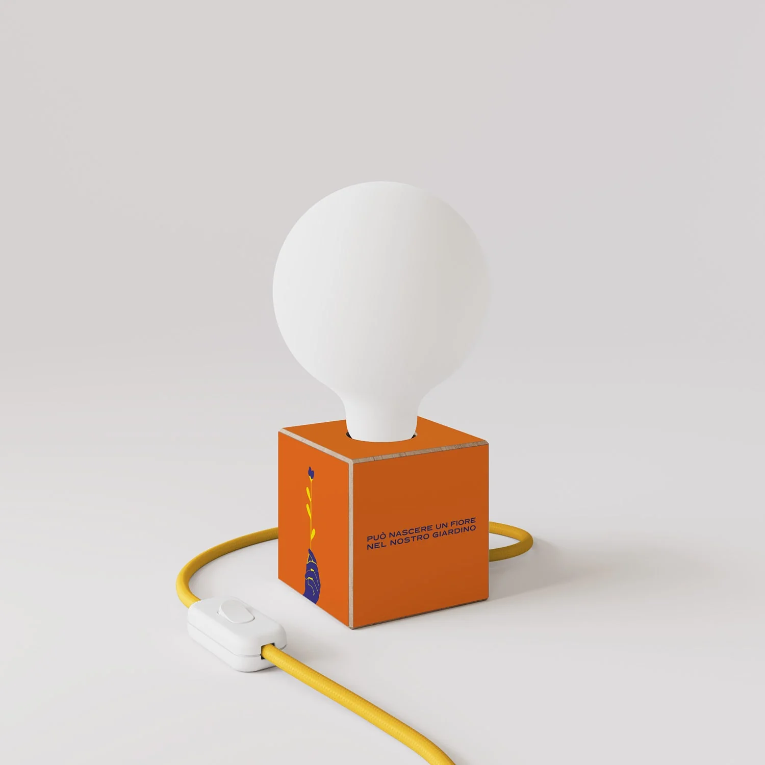 Cubetto table lamp "A flower can be born" with English Plug and porcelain-effect globe Light bulb - Santomanifesto - Image 3