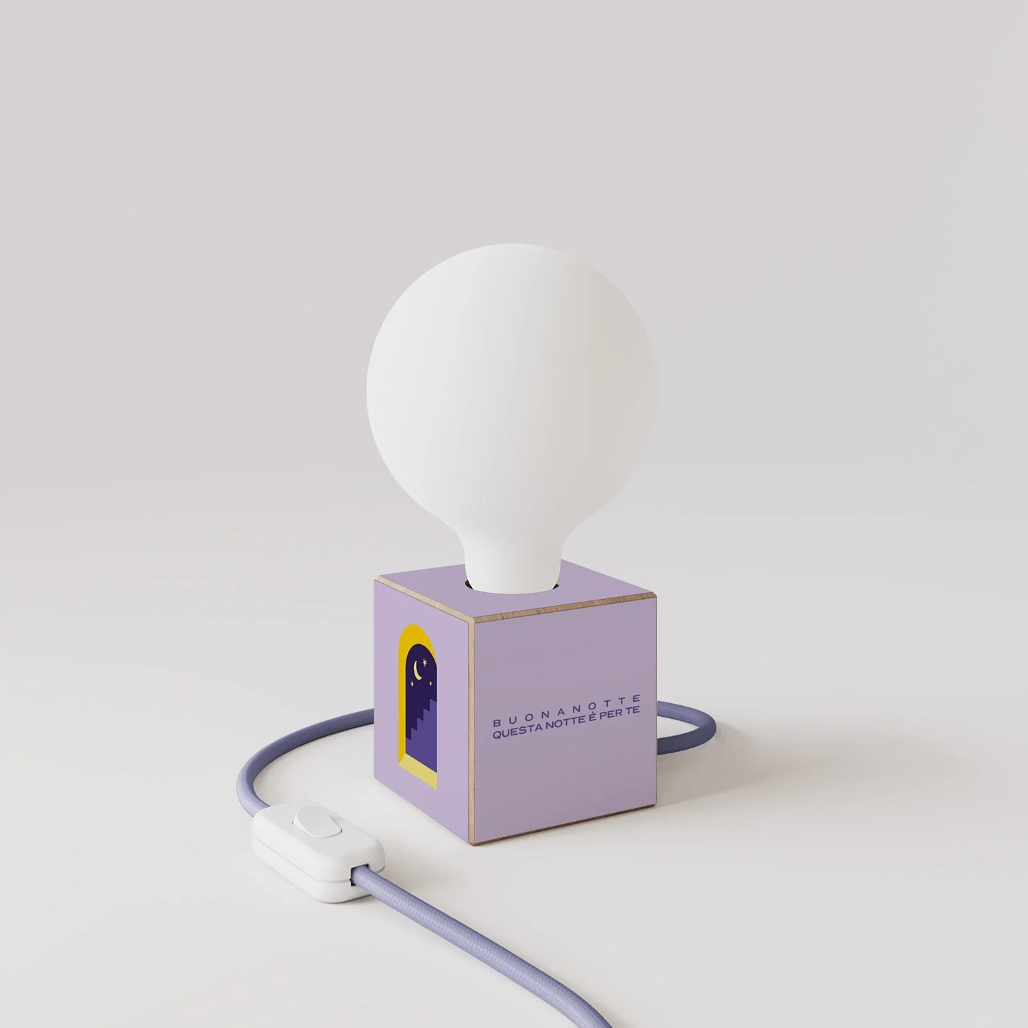 Cubetto Table Lamp "Buonanotte fiorellino" with UK plug and porcelain effect globe light bulb - Santomanifesto - Image 3