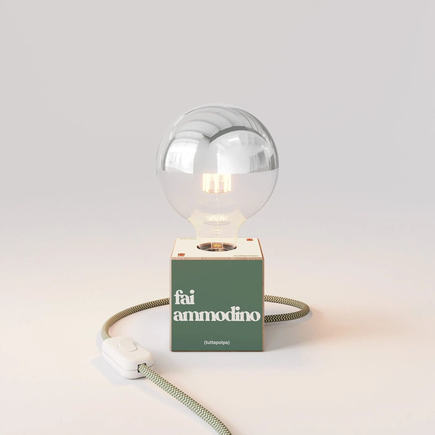 Cubetto table lamp "Fai ammodino" with half-silvered globe Light bulb - Tuttapolpa - Image 4