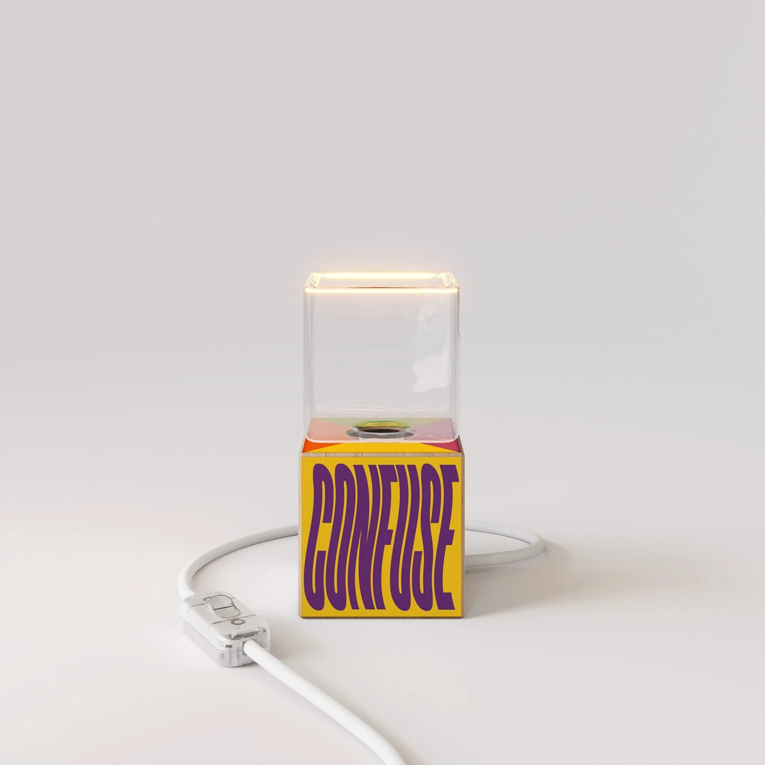 Cubetto table lamp "Few ideas but confused" with Ghost light bulb - Santomanifesto - Image 5