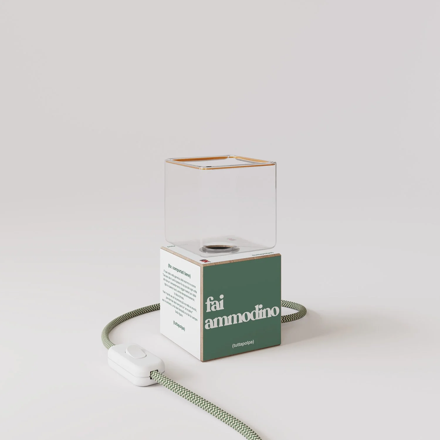 Cubetto table lamp "Fai ammodino" with Ghost Light bulb - Tuttapolpa - Image 4