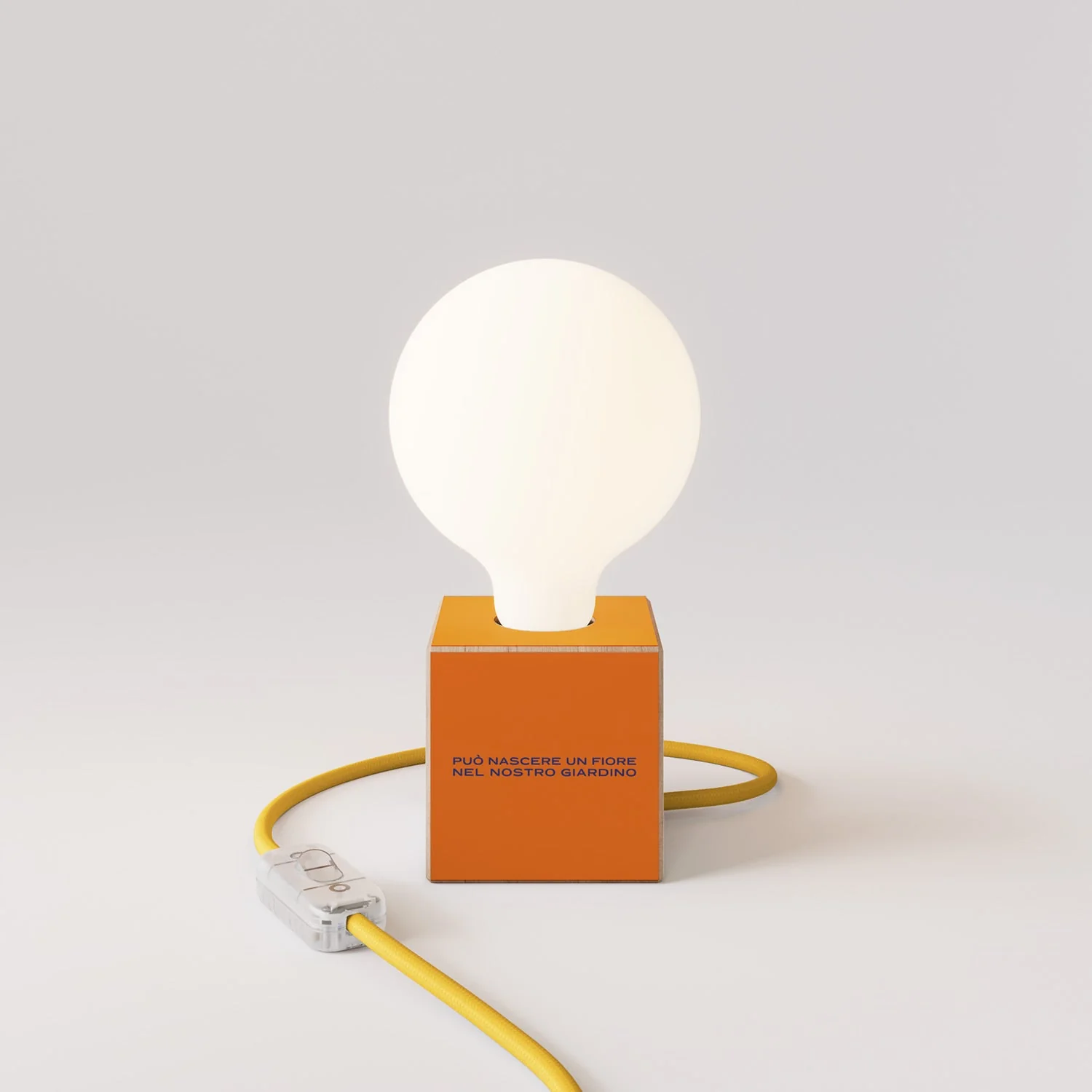 Cubetto Table Lamp "A Flower Can Be Born" with porcelain effect globe light bulb - Santomanifesto - Image 4