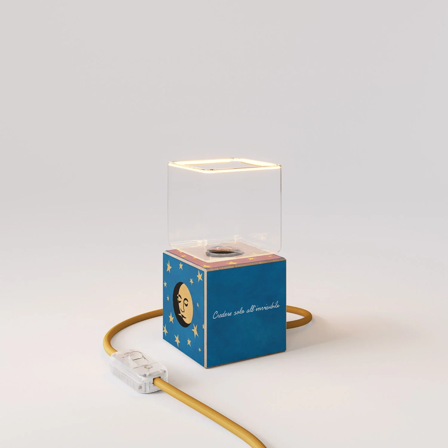 Cubetto table lamp “La luna” with Ghost Light bulb - Santomanifesto