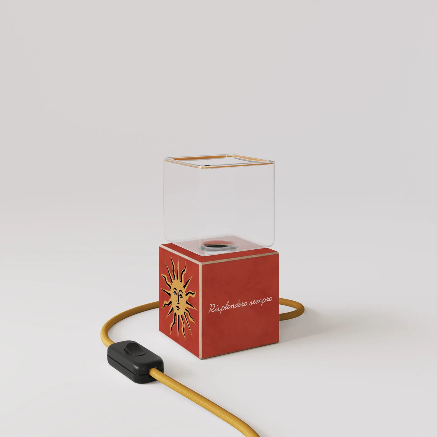 Cubetto Table Lamp "The Sun" with UK plug and Ghost light bulb - Santomanifesto - Image 4
