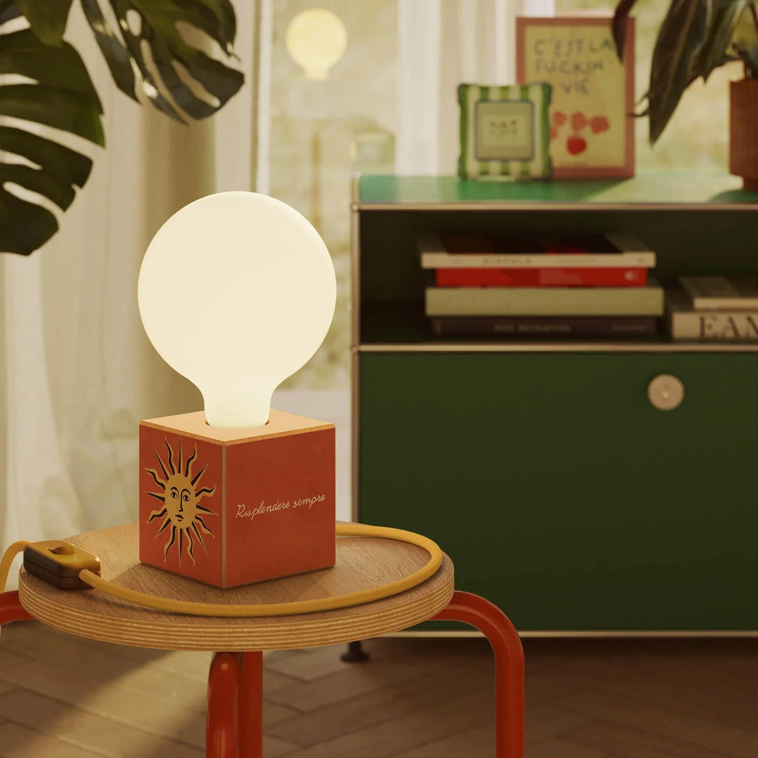 Cubetto table lamp "Il sole" with UK Plug and porcelain-effect globe Light bulb - Santomanifesto - Image 2