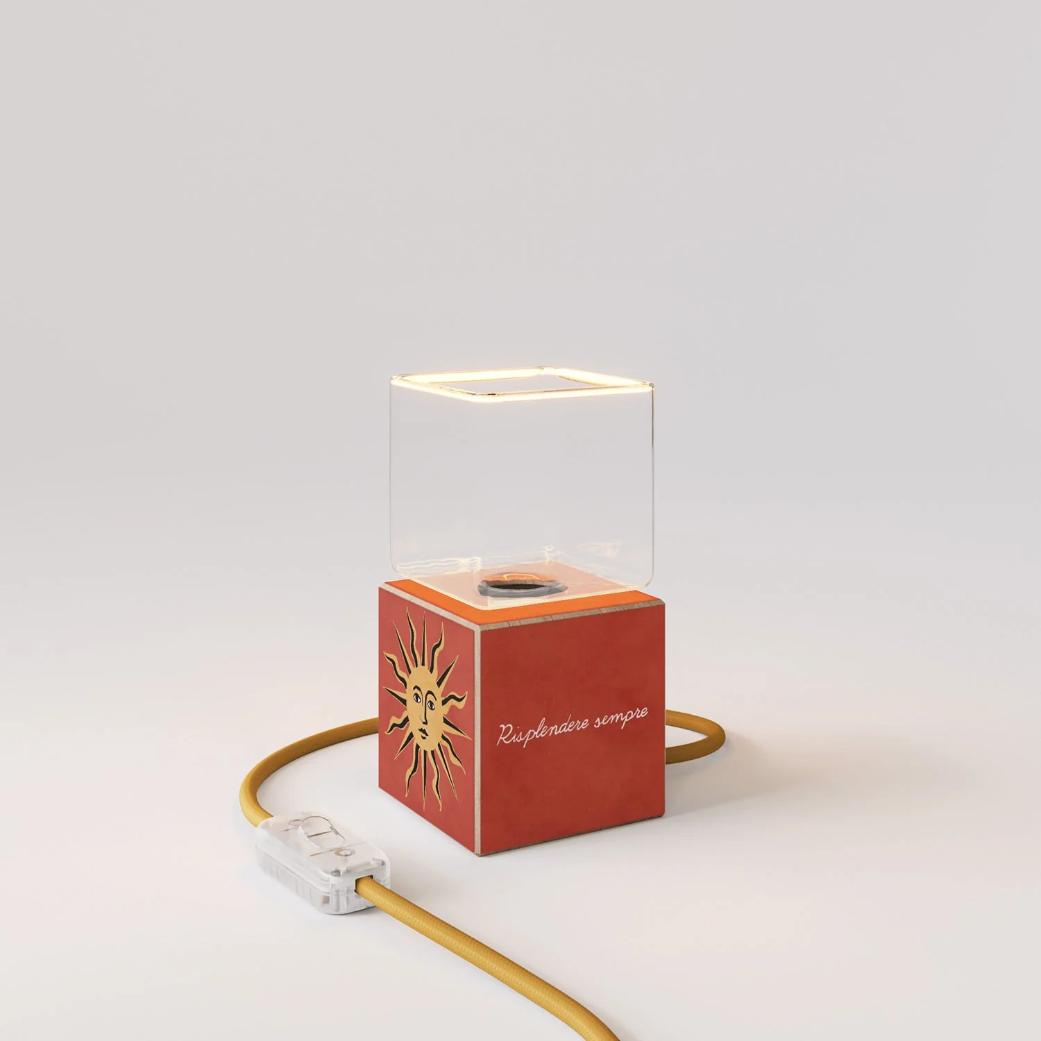 Cubetto table lamp "Il sole" with Ghost Light bulb - Santomanifesto
