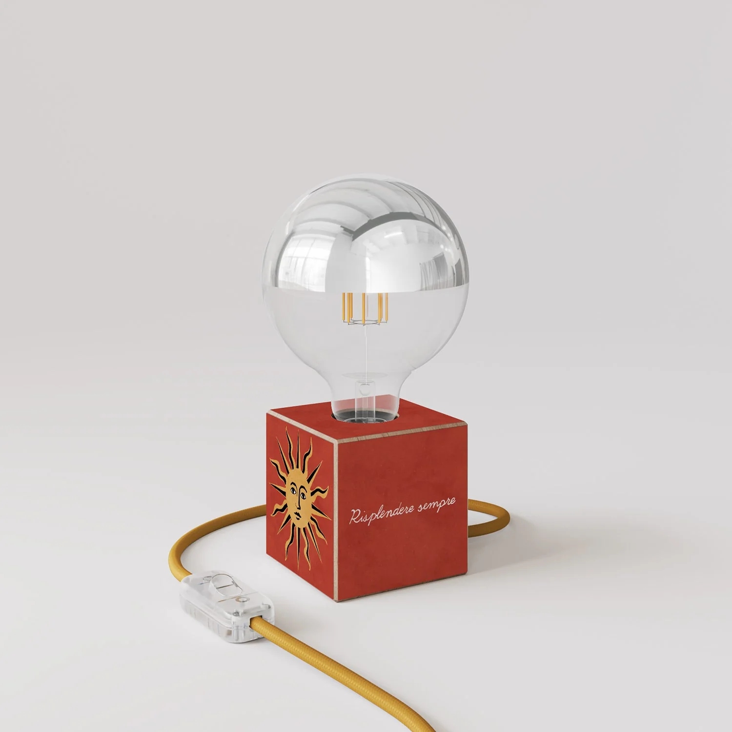 Cubetto table lamp "Il sole" with half-silver globe light bulb - Santomanifesto - Image 3