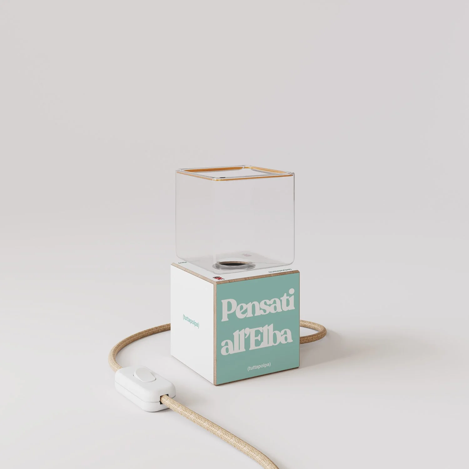 Cubetto table lamp “Pensati all’Elba” with UK Plug and Ghost Light bulb - Tuttapolpa - Image 4