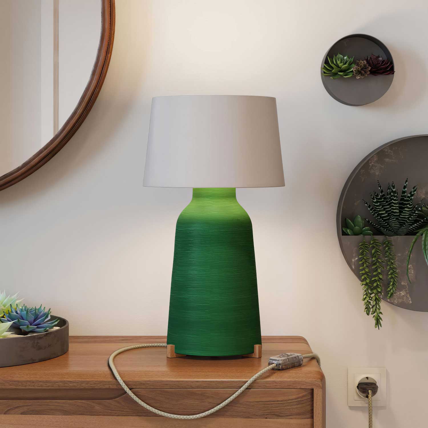 Bottiglia ceramic table lamp with Athena lampshade - White - Image 2