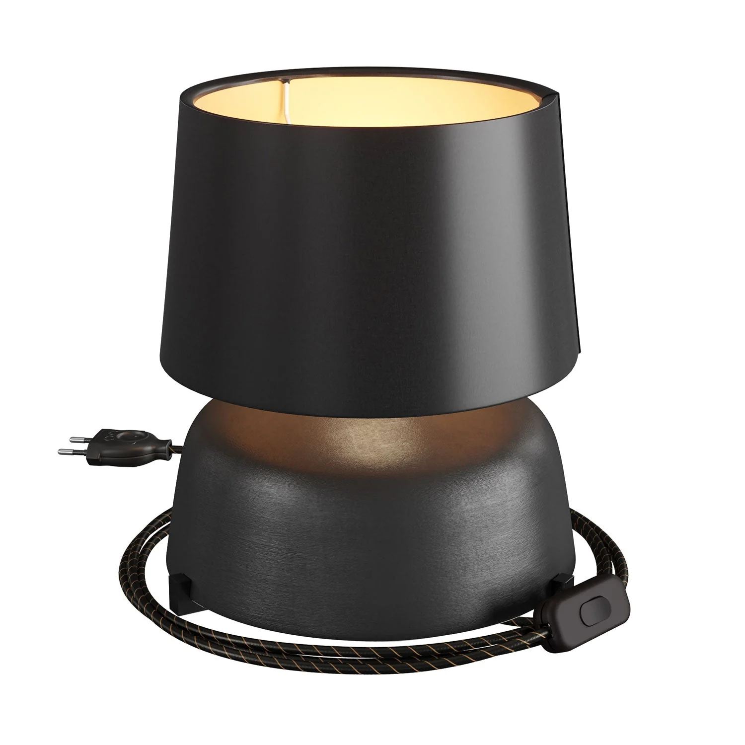 Ceramic Coppa table lamp with Athena lampshade - Black