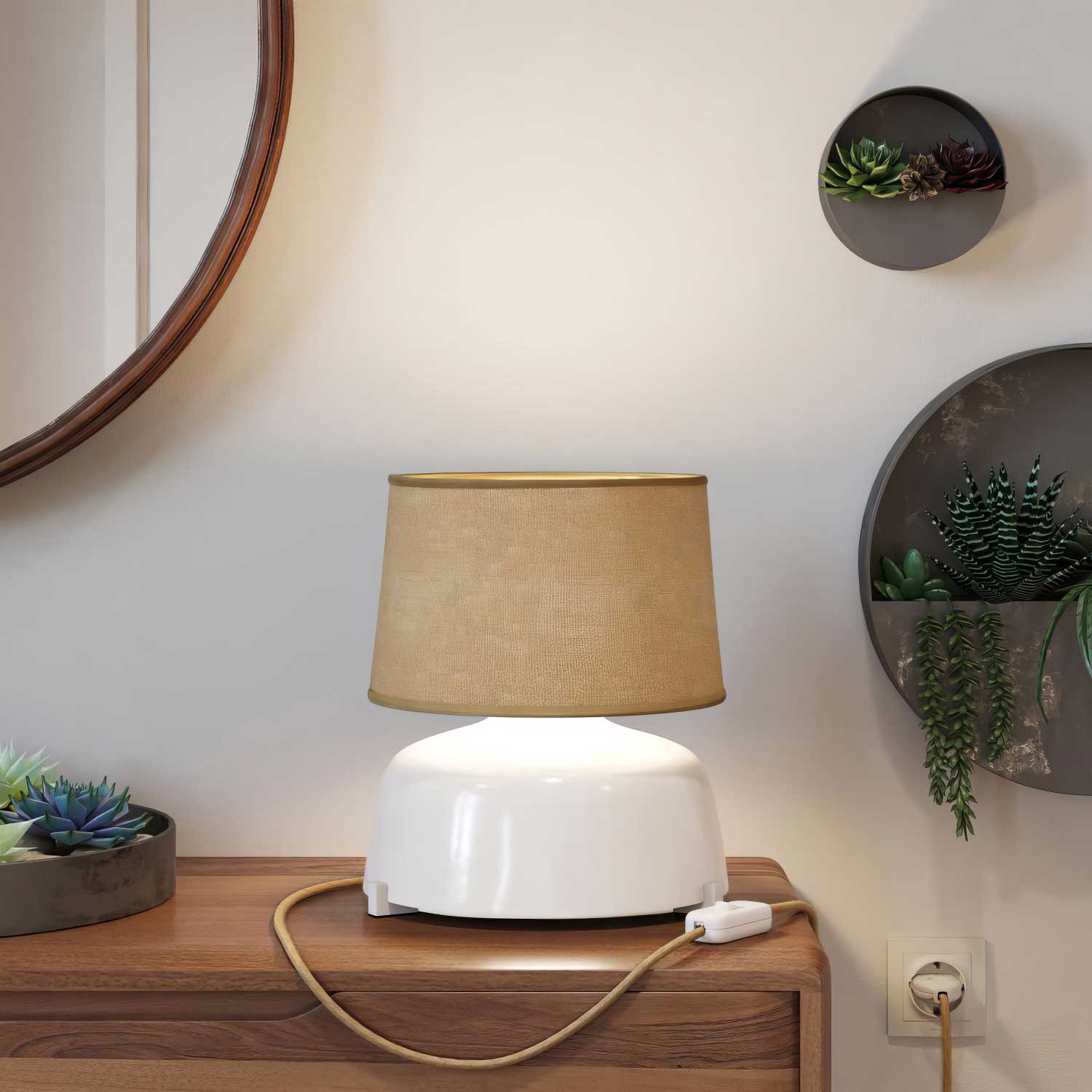 Coppa ceramic table lamp with Athena lampshade - Natural Jute - Image 2