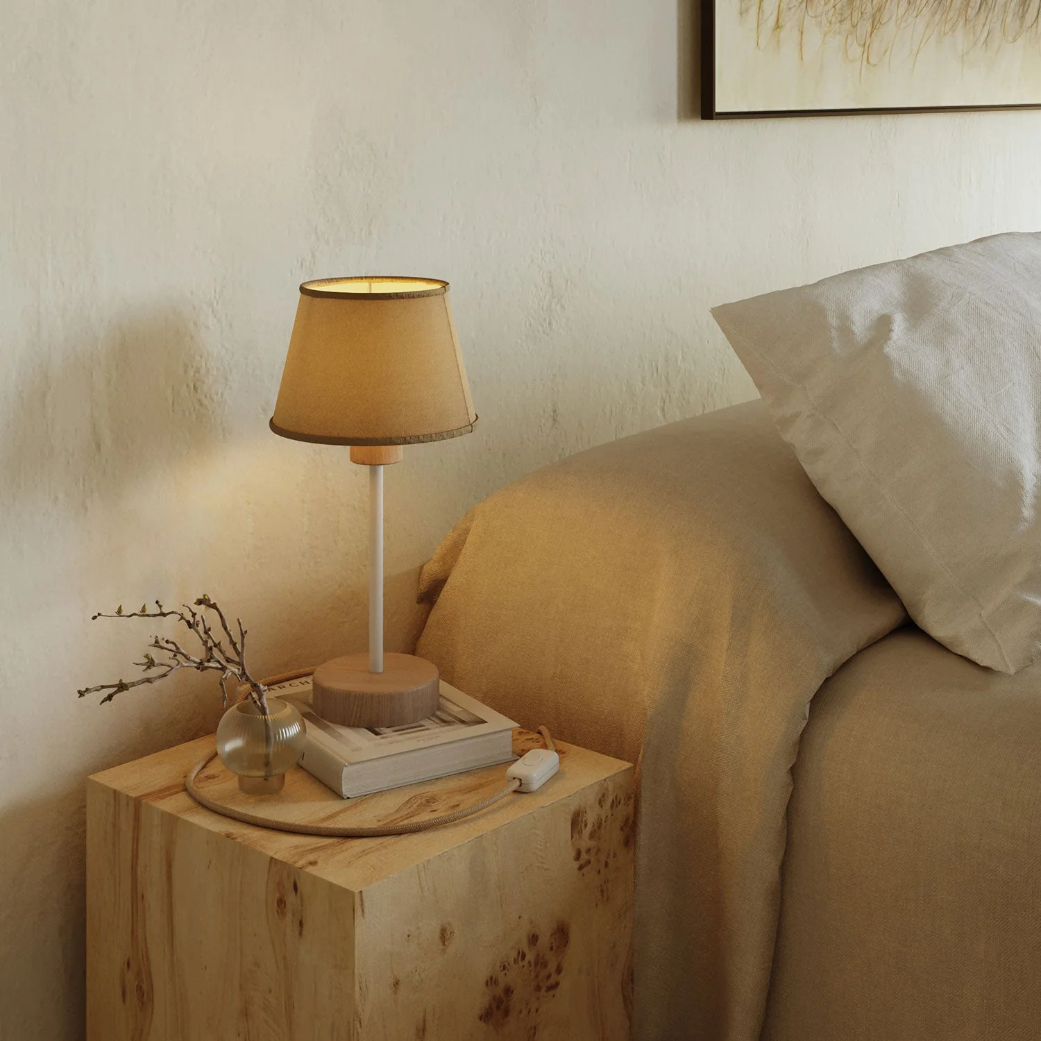 Wood table lamp with lampshade-ready - Alzaluce Wood - Neutral - Image 2