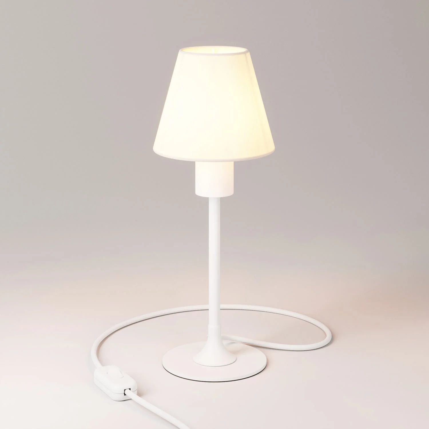 MAG-Y table lamp with round metal base and lampshade - Matte white