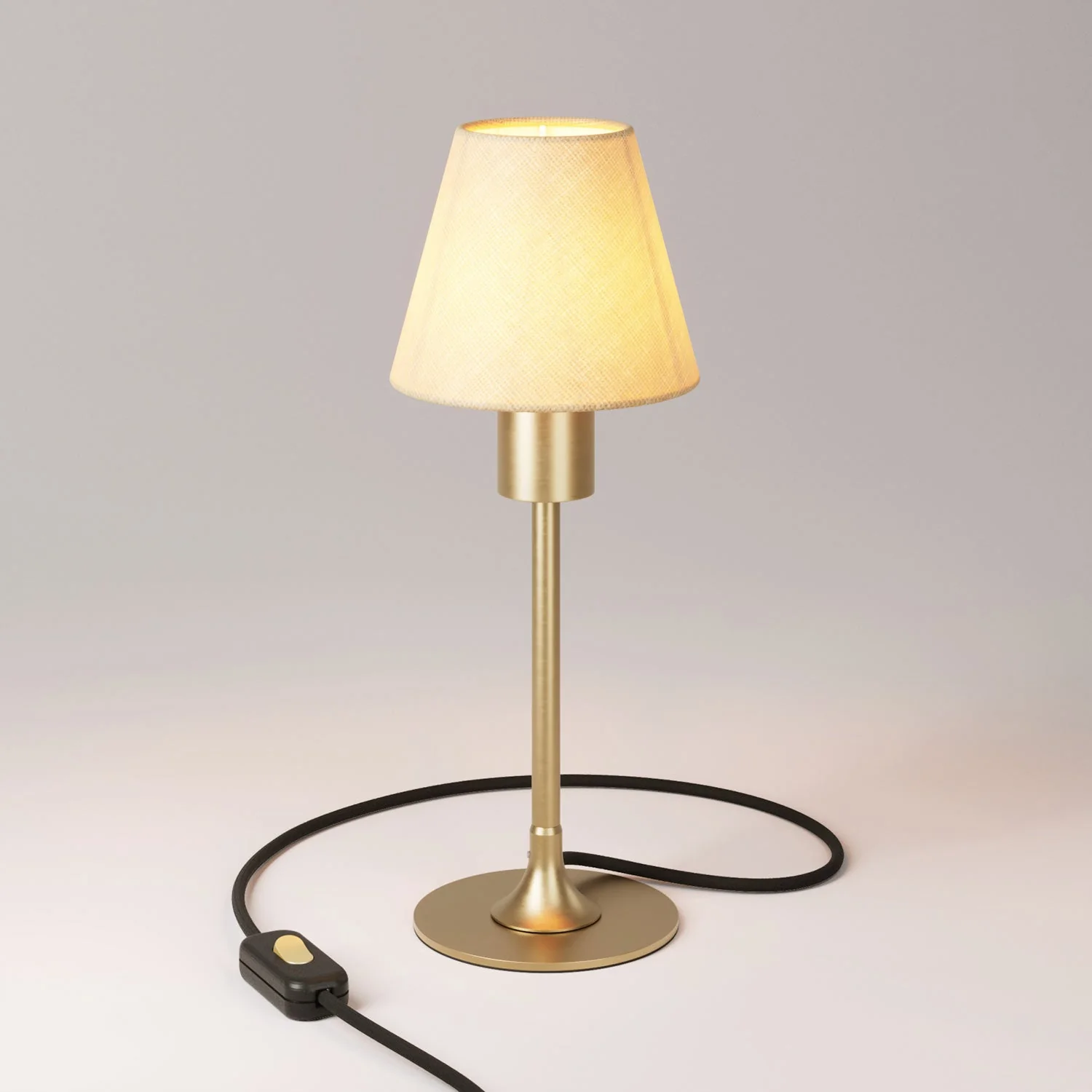 MAG-Y table lamp with round metal base and lampshade - Satin bronze