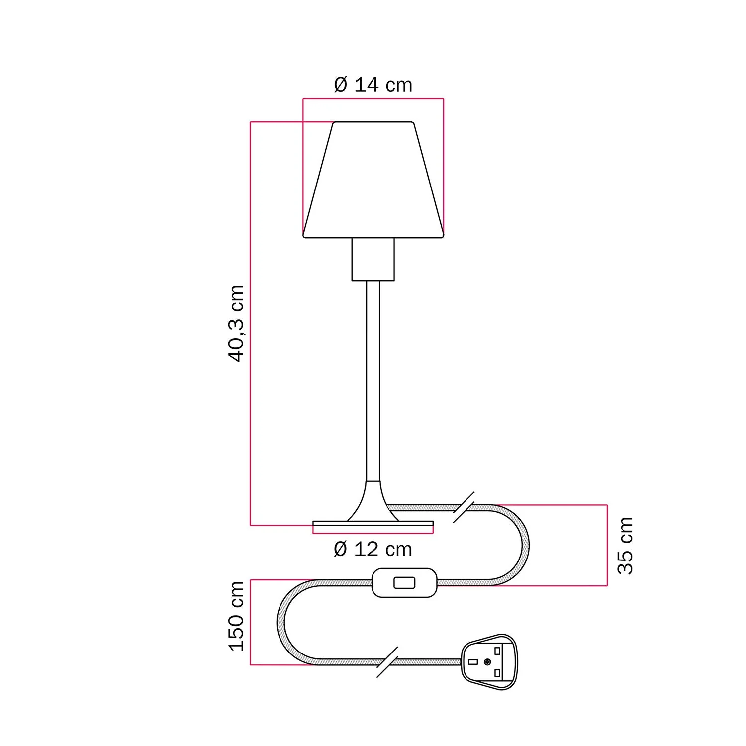 MAG-Y table lamp with round metal base, lampshade, and UK plug - Matte white - Image 5
