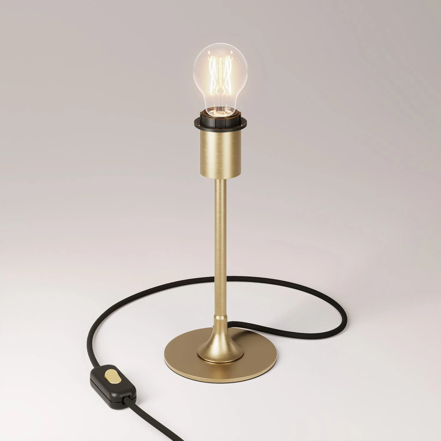 MAG-Y table lamp with round metal base, lampshade fitting and UK plug - Satin bronze