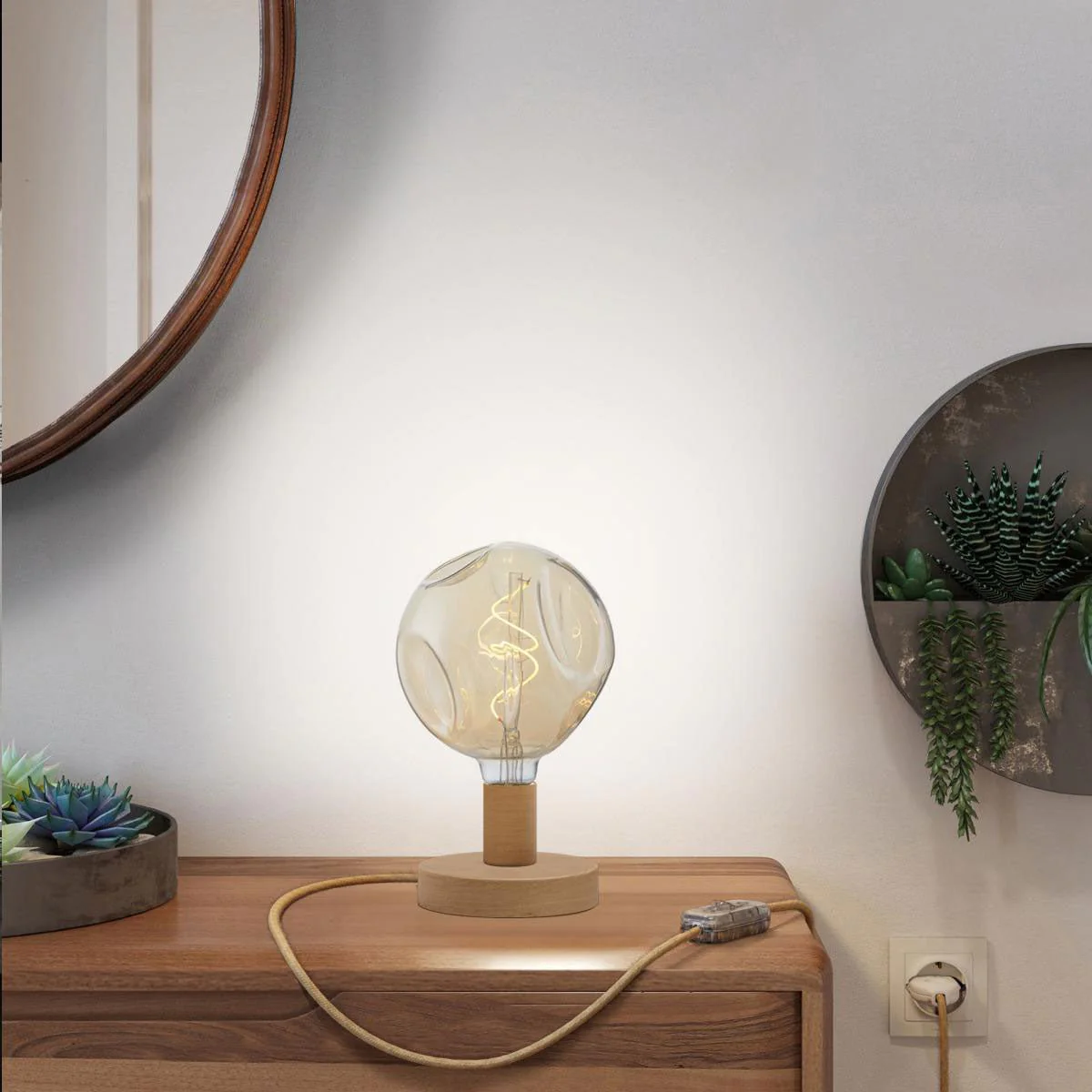 Posaluce Bumped wooden table lamp - Neutral - Image 2