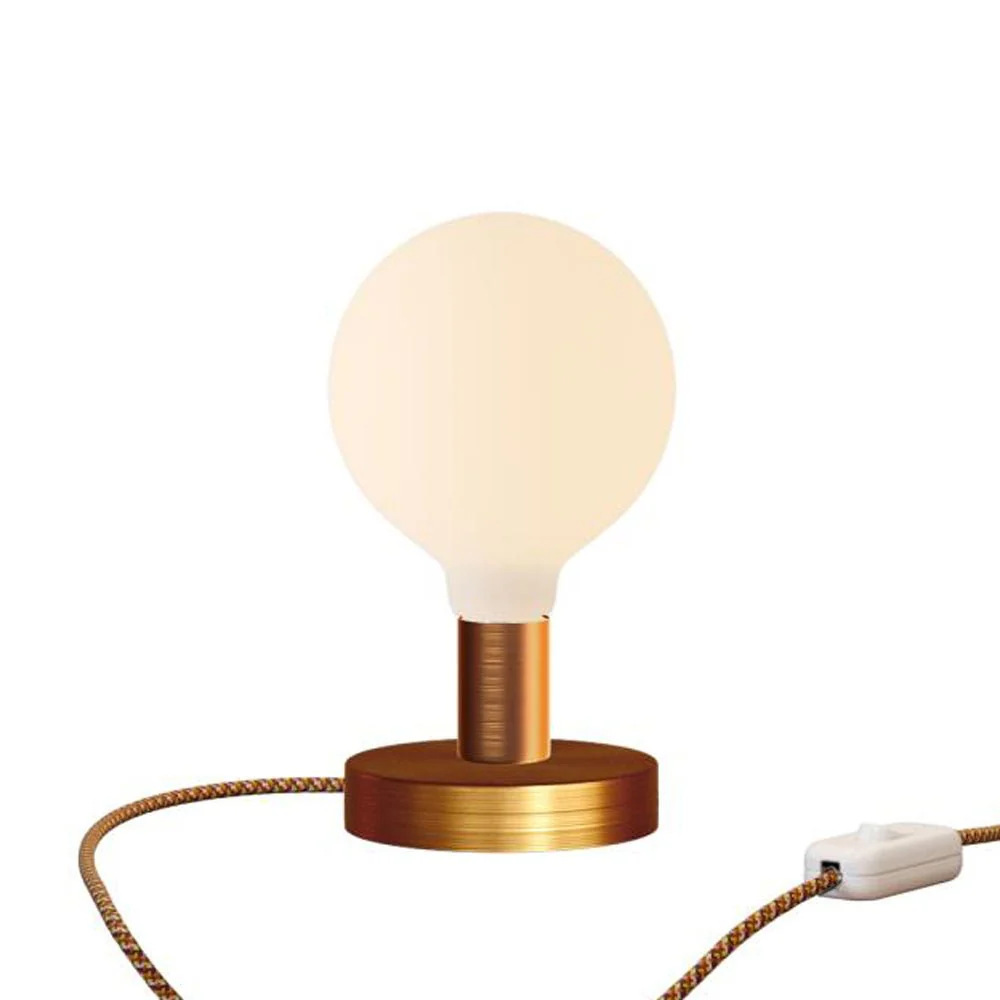 Posaluce Globo table lamp in metal with UK plug - Satin copper