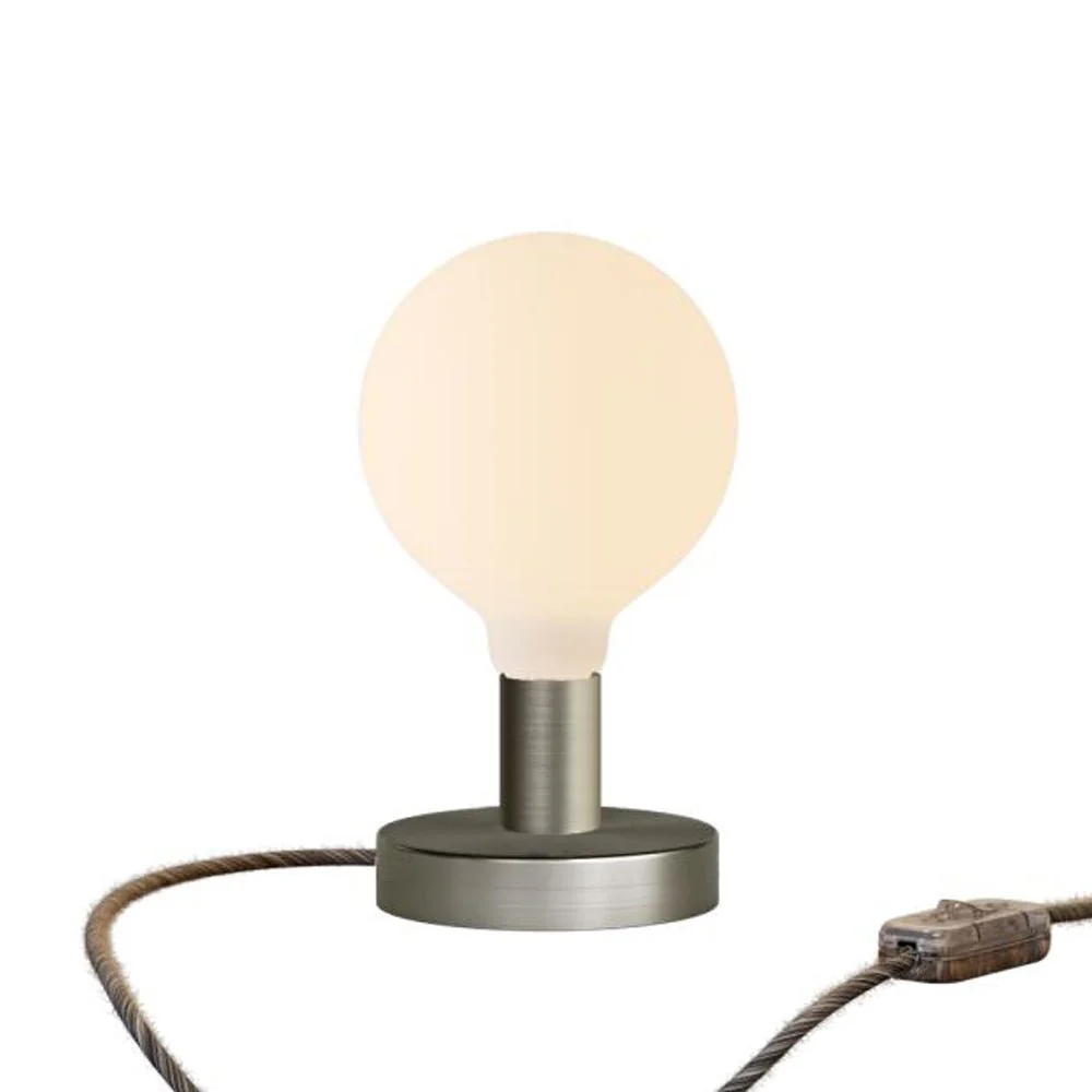 Posaluce Globo table lamp in metal - Satin titanium