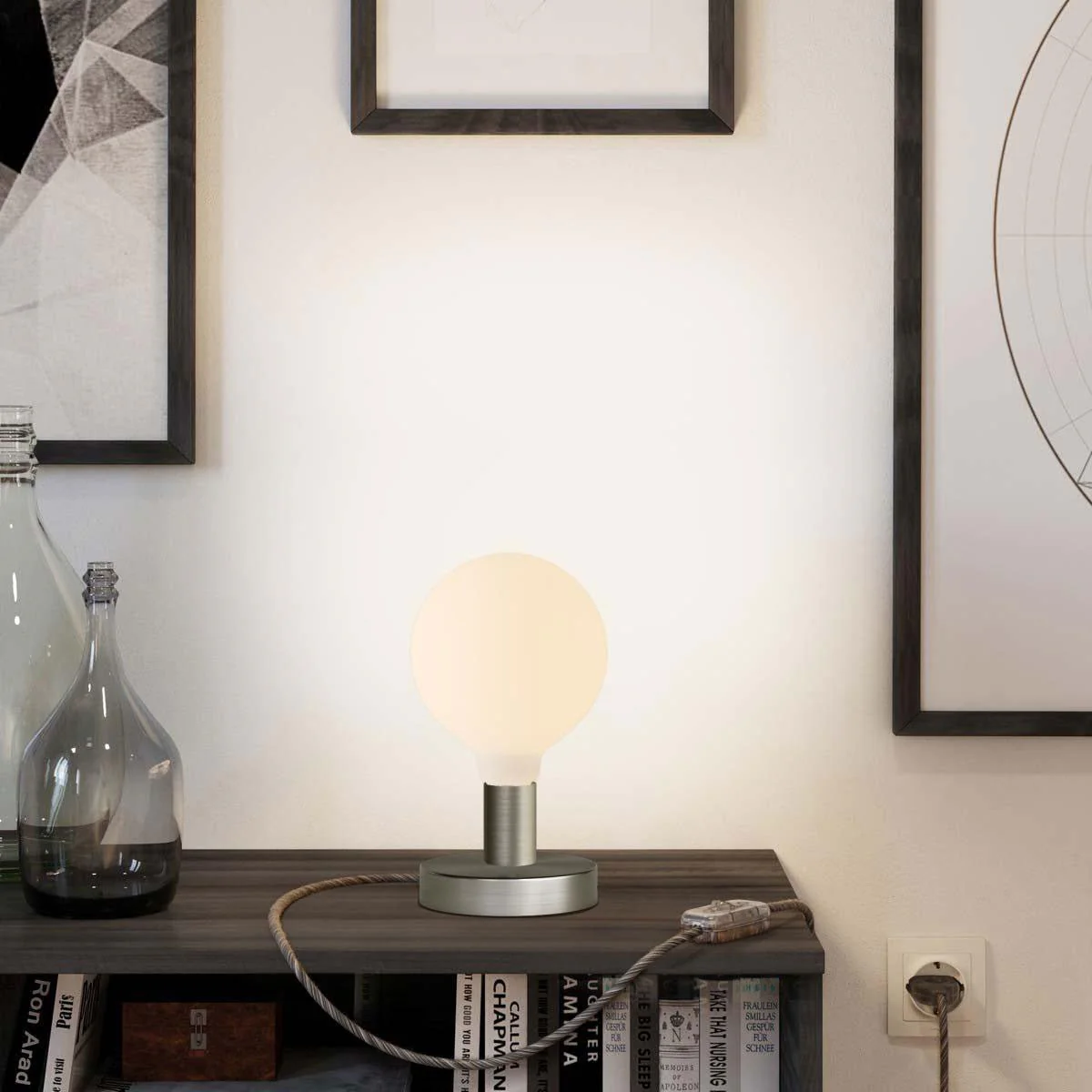 Posaluce Globo table lamp in metal - Satin titanium - Image 2