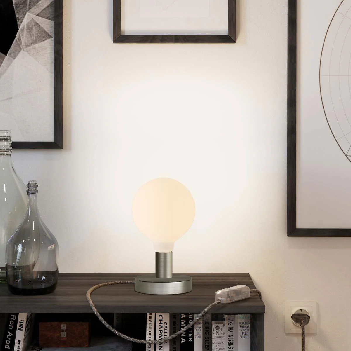 Posaluce Globo table lamp in metal - Satin titanium - Image 6