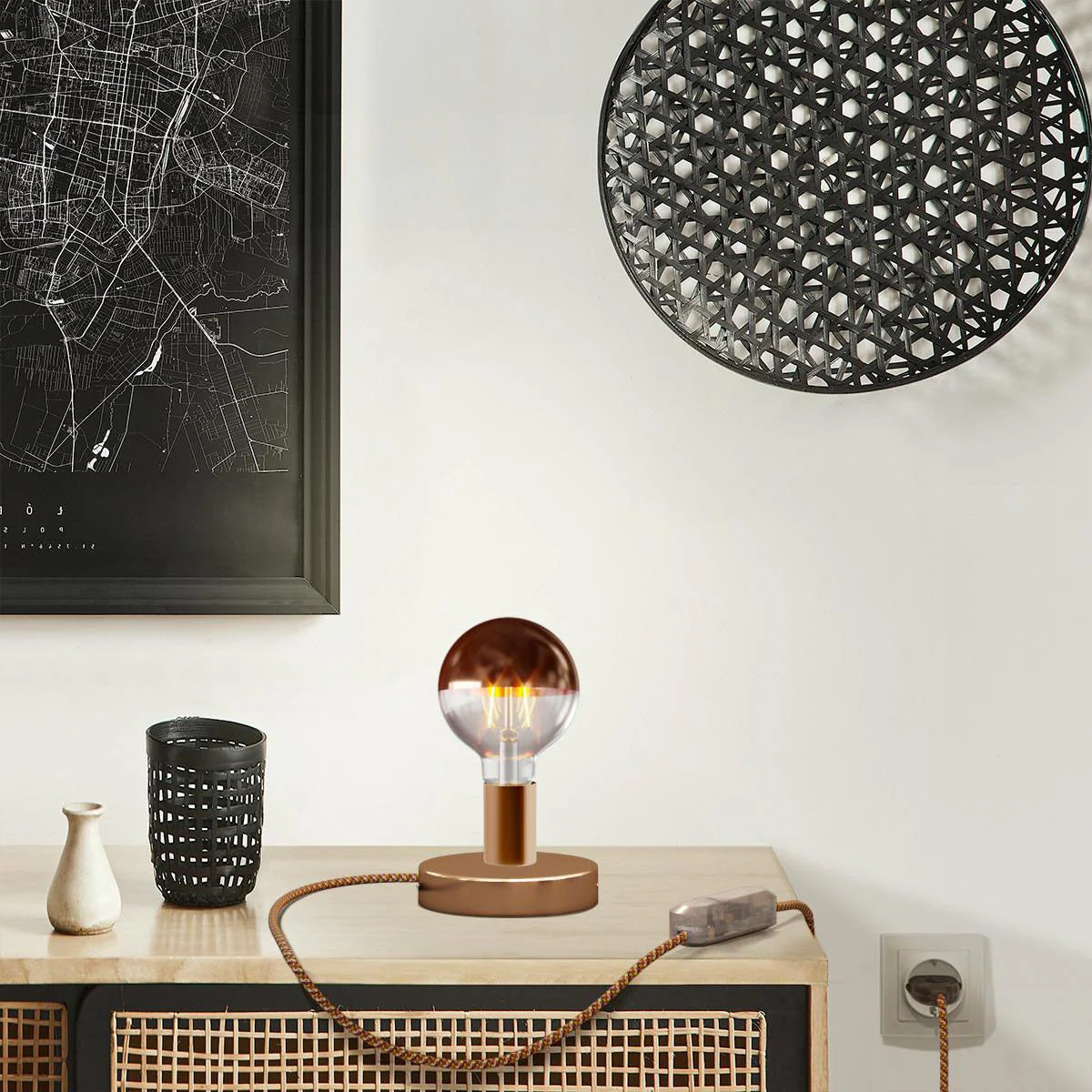 Posaluce Half Cup table lamp in metal - Copper - Image 6