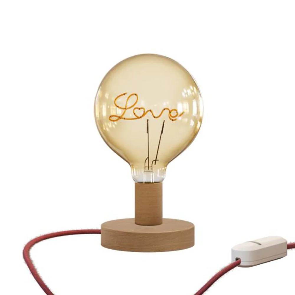 Posaluce Love table lamp in wood and UK plug - Neutral - Image 5