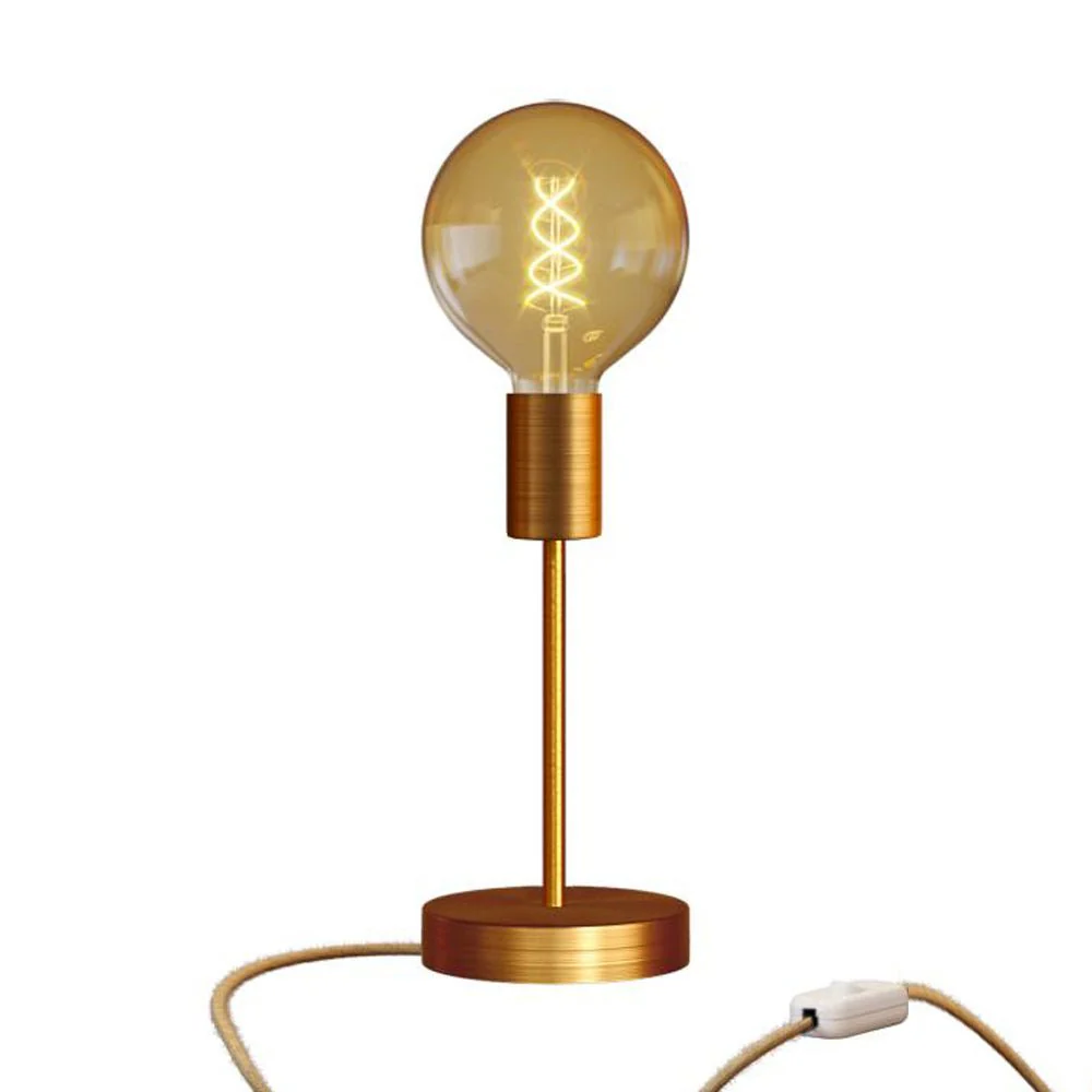 Alzaluce Globo table lamp in metal with UK plug - Brushed copper