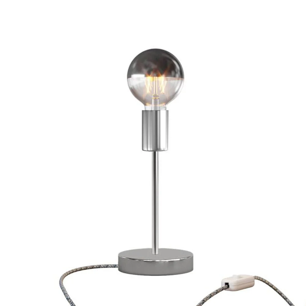Alzaluce Half Cup table lamp in metal with UK plug - Chrome