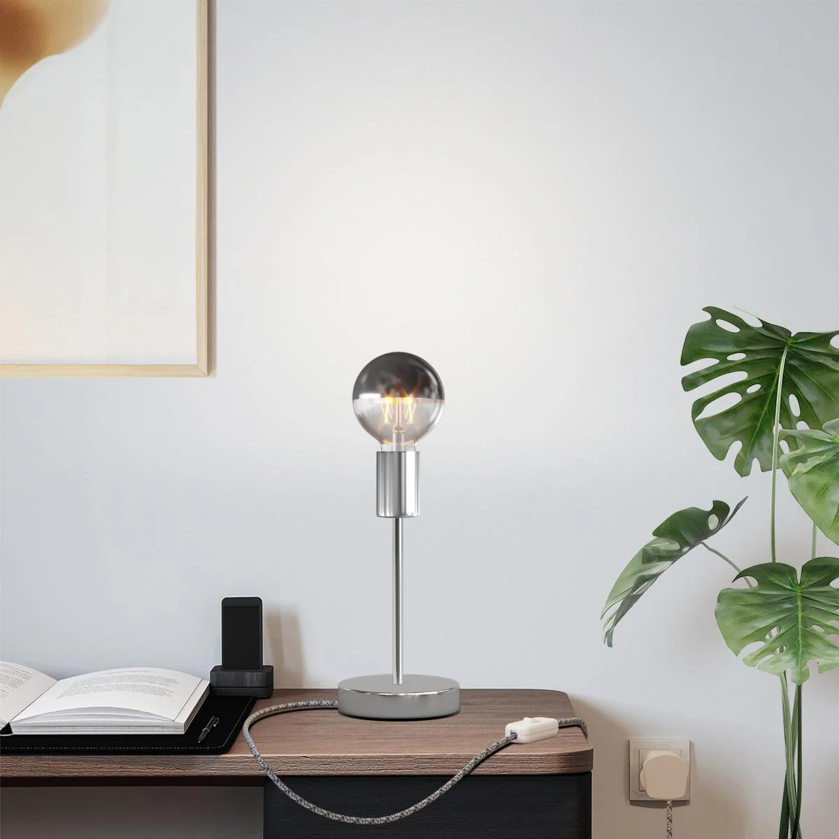 Alzaluce Half Cup table lamp in metal with UK plug - Chrome - Image 2