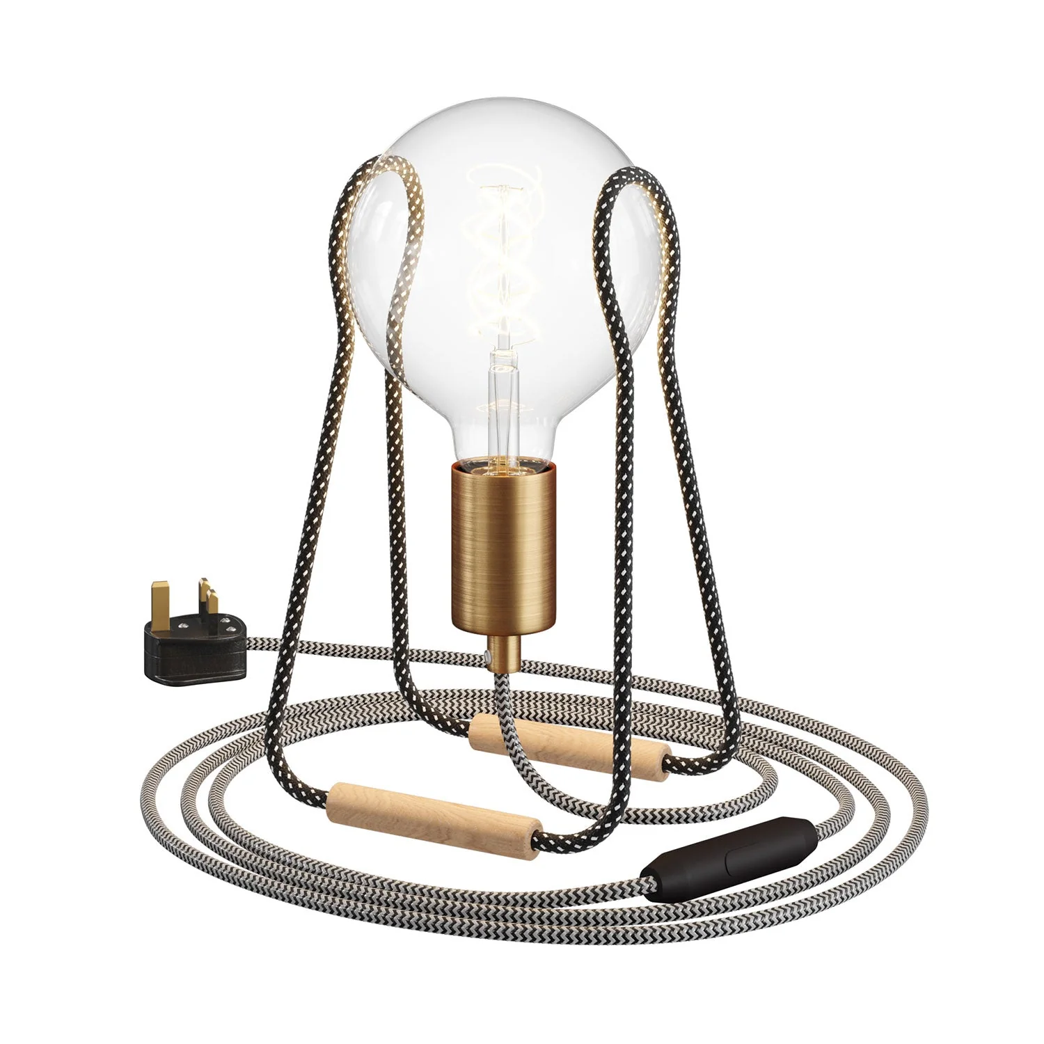 Taché Metal table lamp with UK plug - Black and White