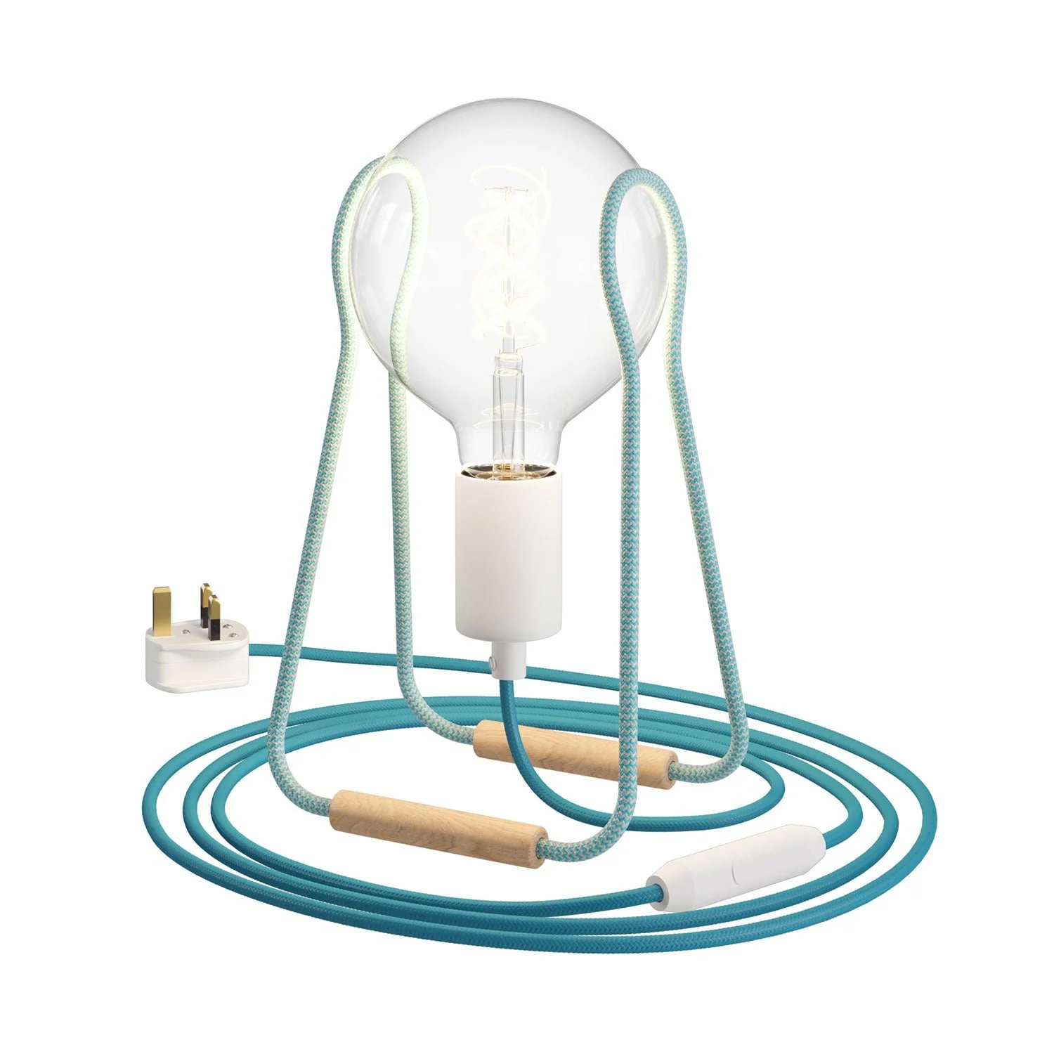 Taché Metal table lamp with UK plug - White Light Blue