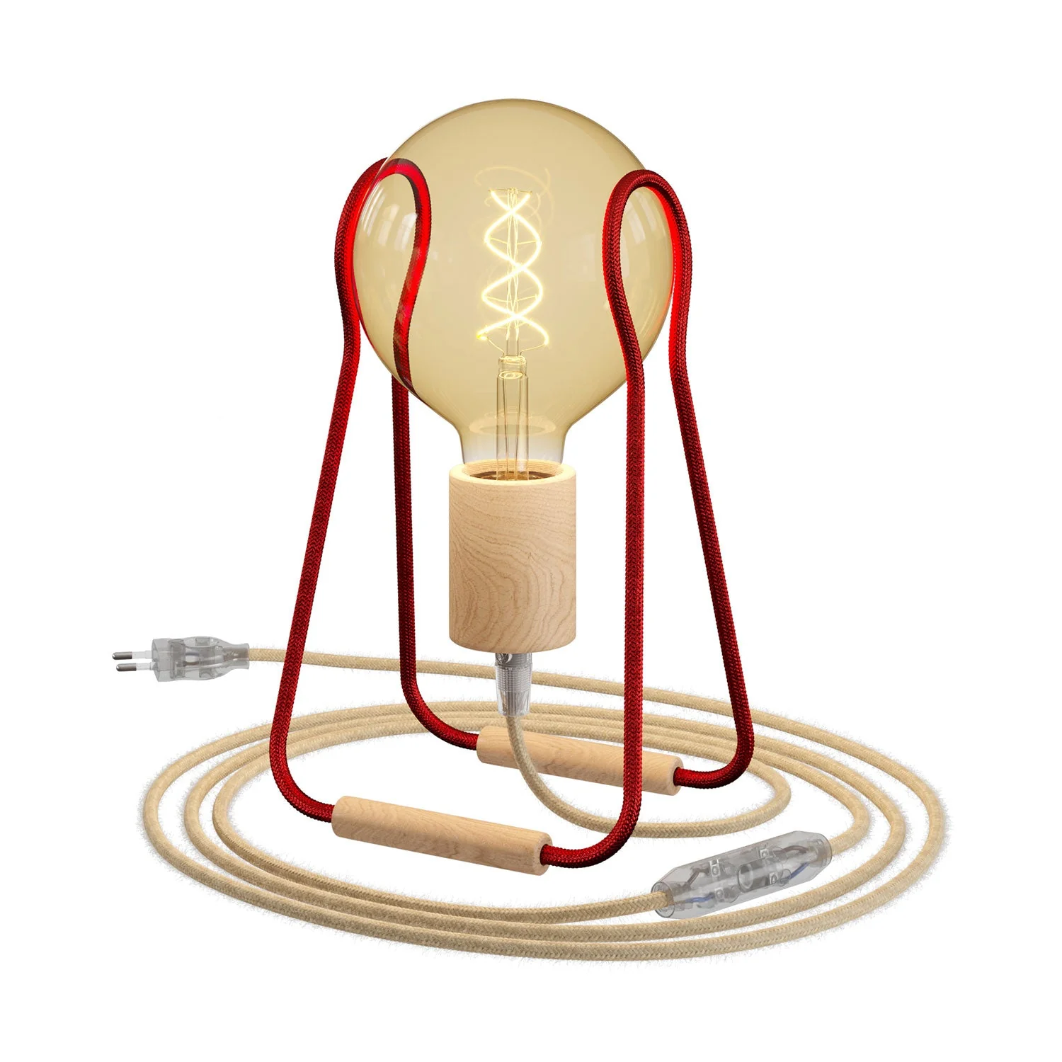 Taché Wood table lamp - Red